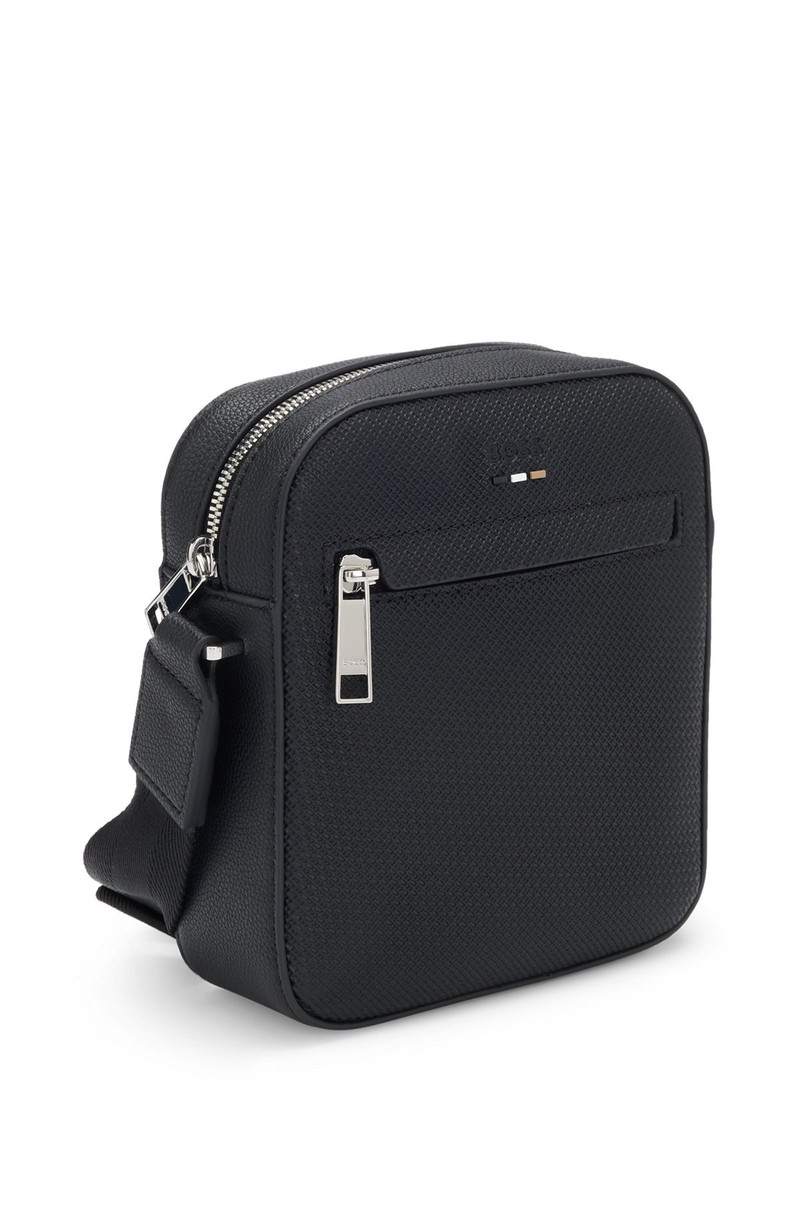 REPORTER BAG IN FAUX LEATHER WITH MONOGRAM-EMBOSSED PANELS 3