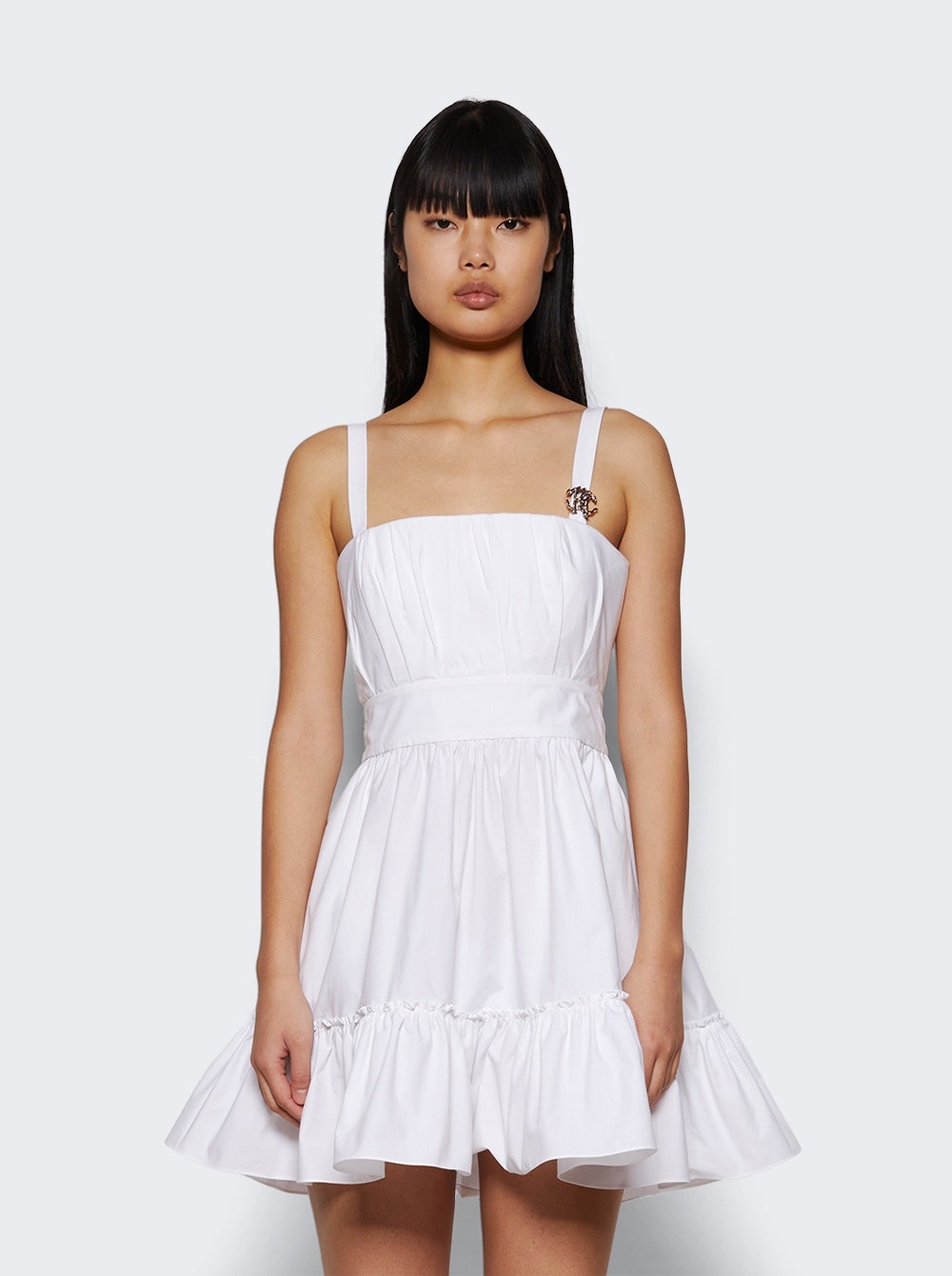 Dress With Metallic Mirror Snake Monogram White - 2