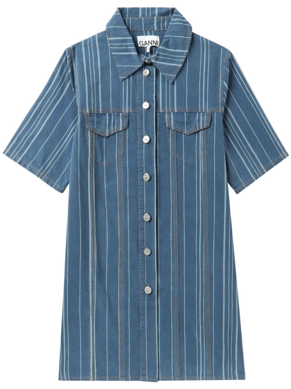 stripe-pattern denim minindress - 1