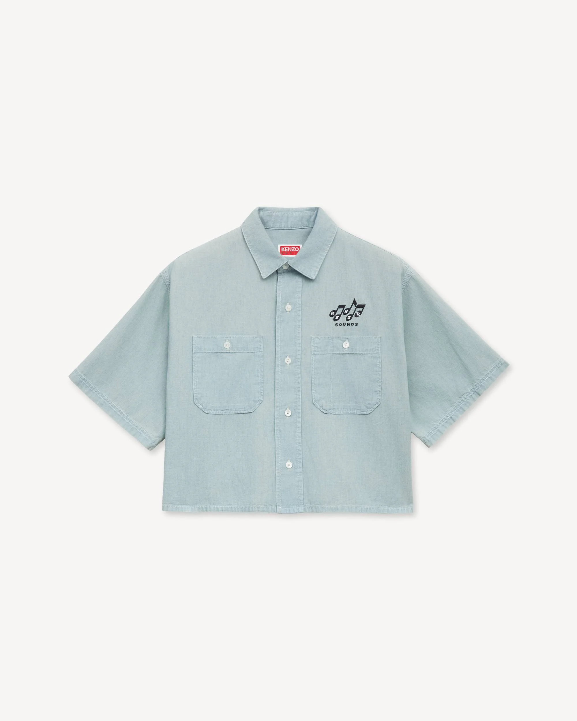 'KENZO Sounds' light short sleeve shirt in washed chambray - 1