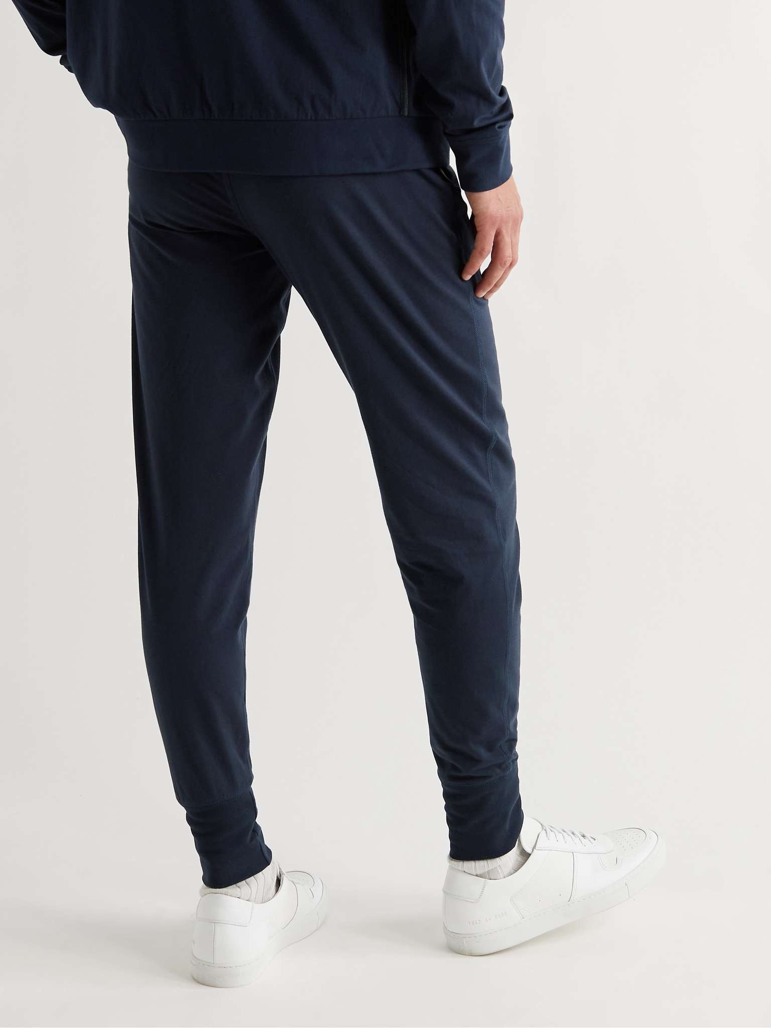 Tapered Striped Grosgrain-Trimmed Cotton-Jersey Sweatpants - 4