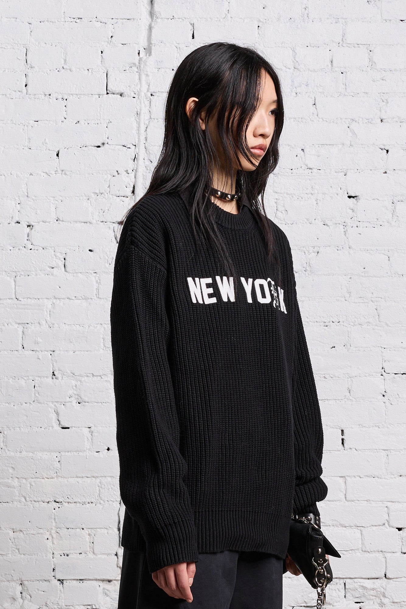 R13 NEW YORK BOYFRIEND SWEATER - BLACK - 5