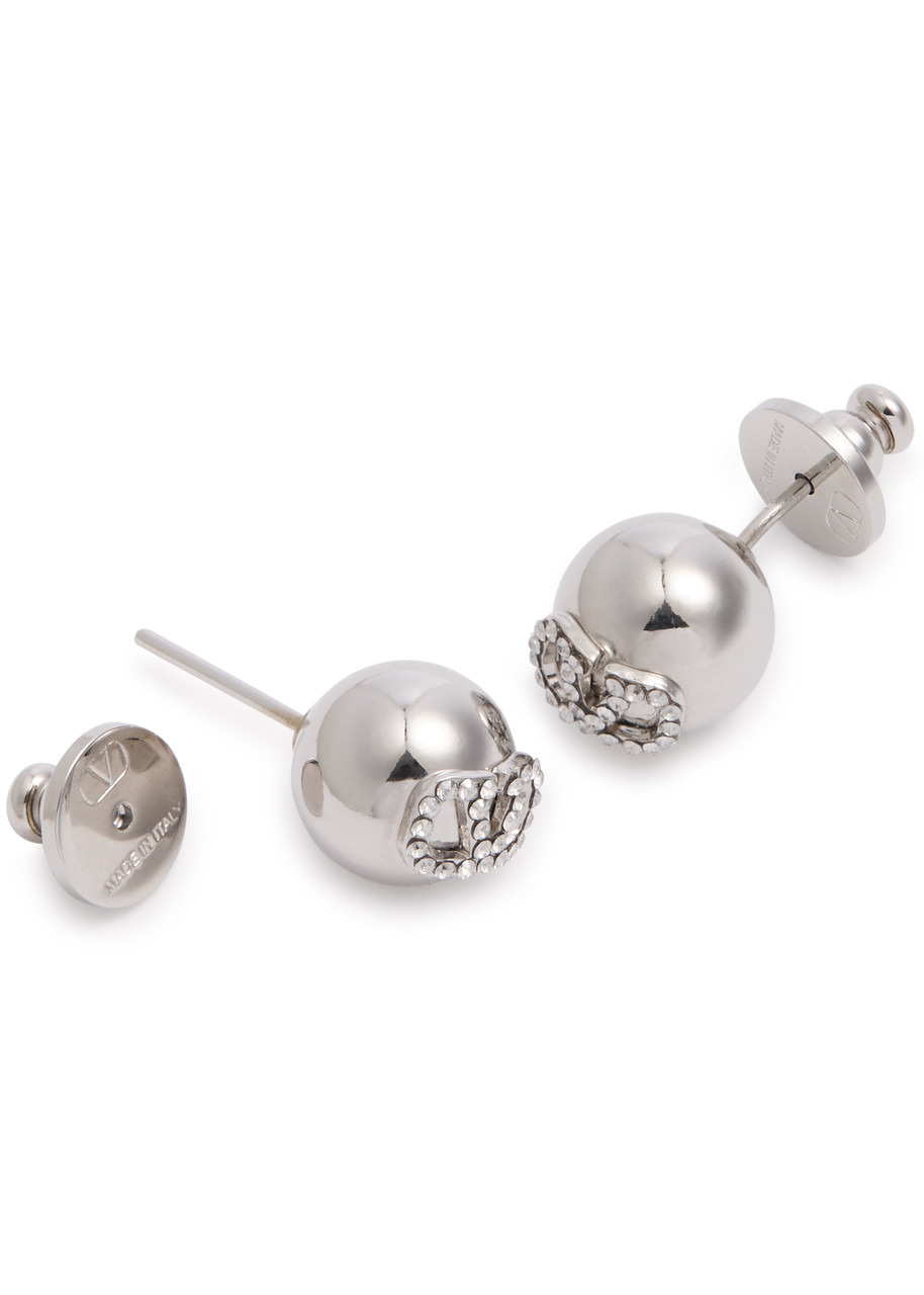 Valentino Vlogo Crystal-embellished Stud Earrings - 3
