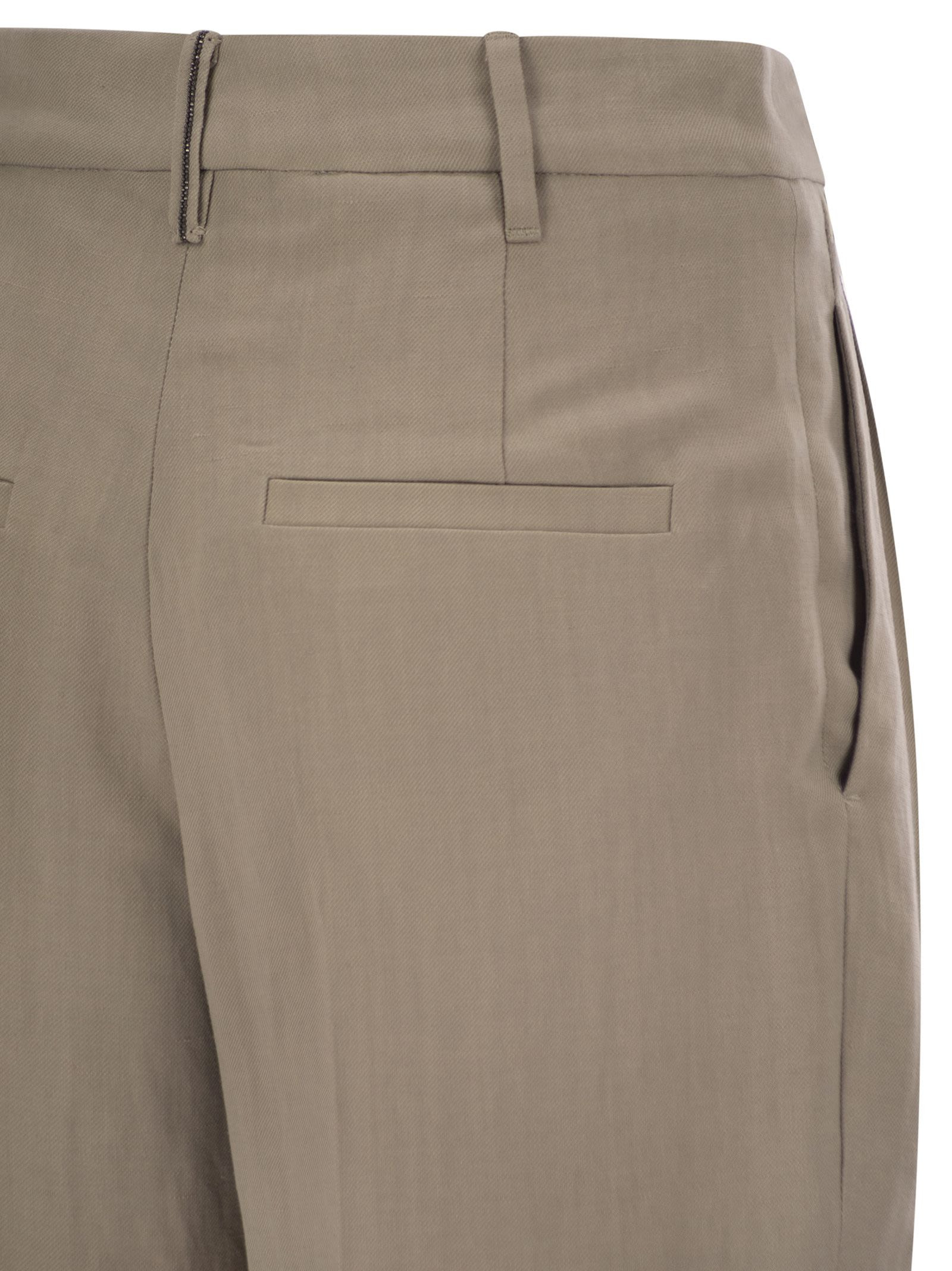Brunello Cucinelli Women Slouchy Trousers In Viscose And Linen Fluid Twill With Moniline - 4