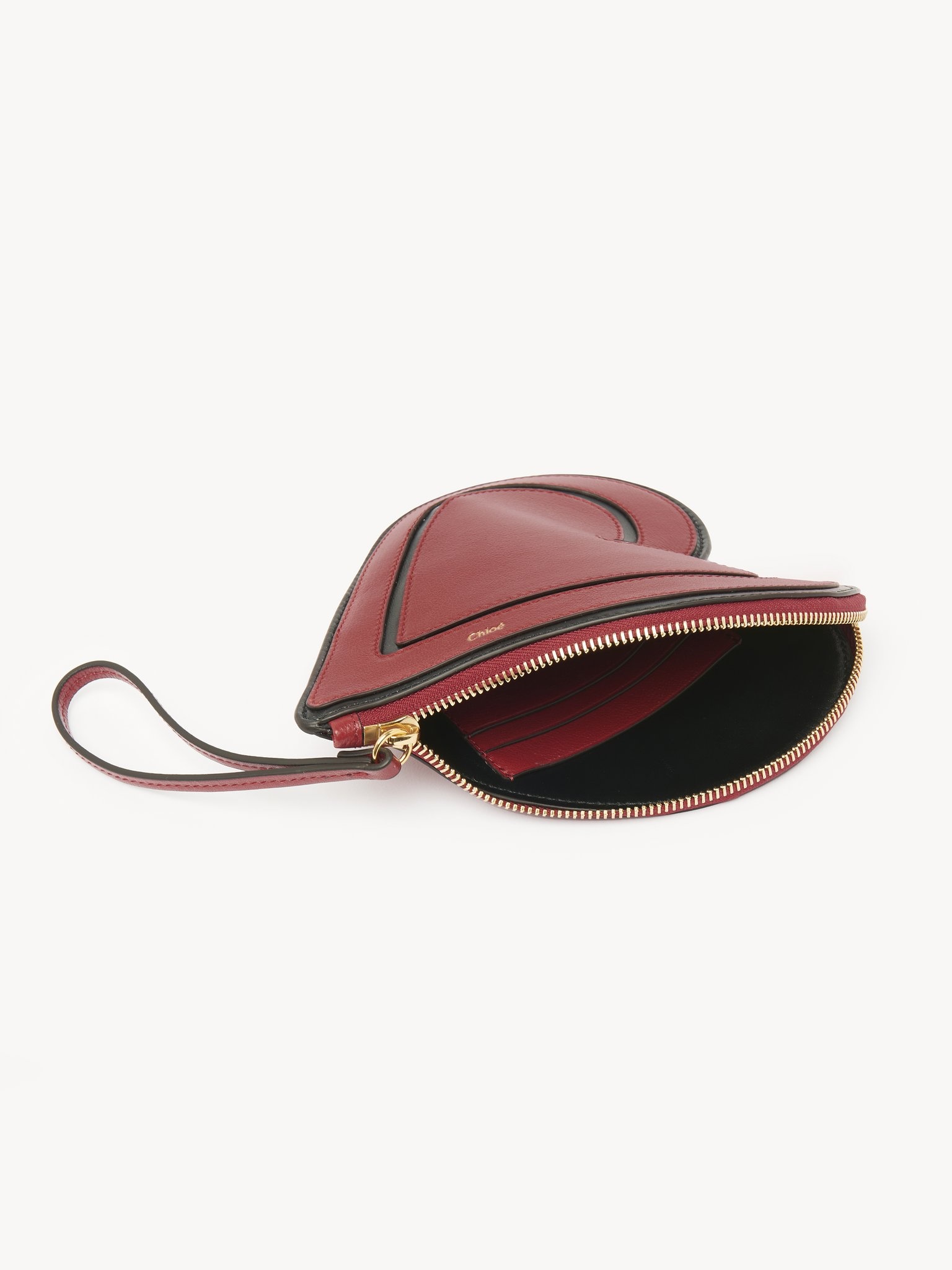CHLOÉ SYMBOLS HEART FLAT POUCH IN GRAINED LEATHER - 3