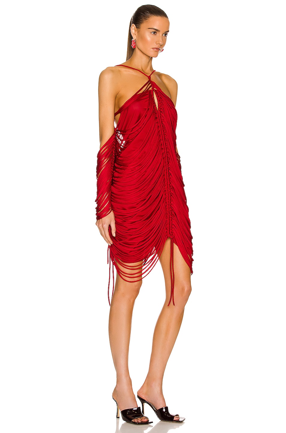 Shiny Viscose Fringe Knit Dress - 2