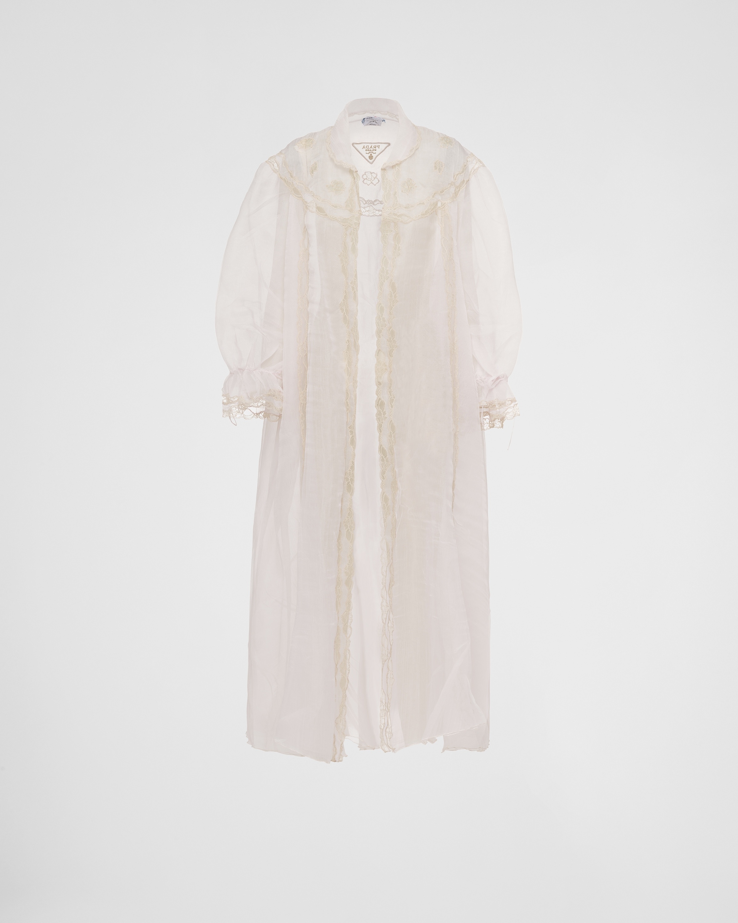 Nylonette coat with intarsia lace - 1