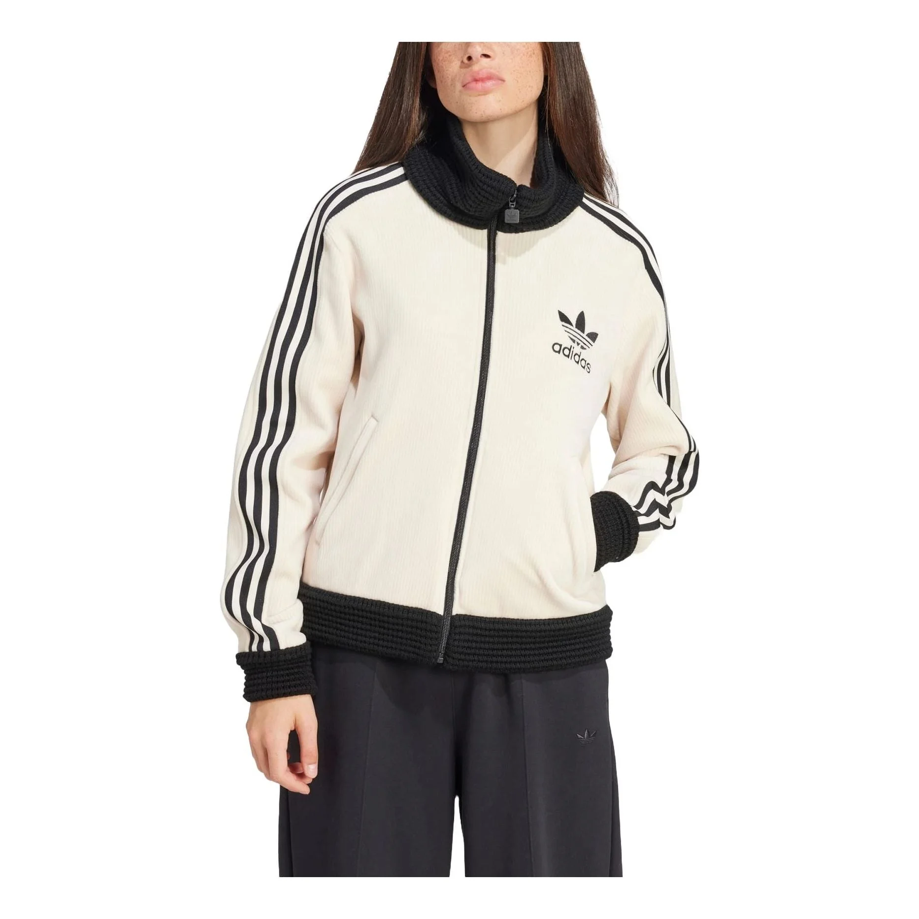 (WMNS) adidas Originals Premium Beckenbauer Luxe Track Jacket 'Cream White Black' IY2910 - 1