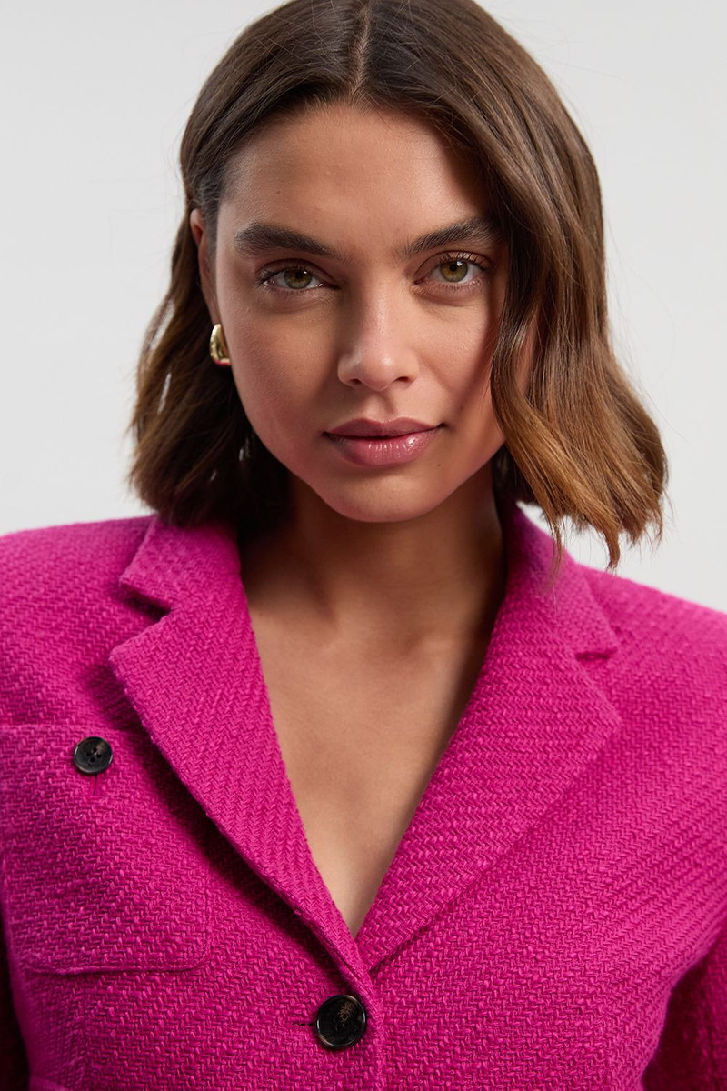 Textured Tweed Cropped Tailored Jacket 3