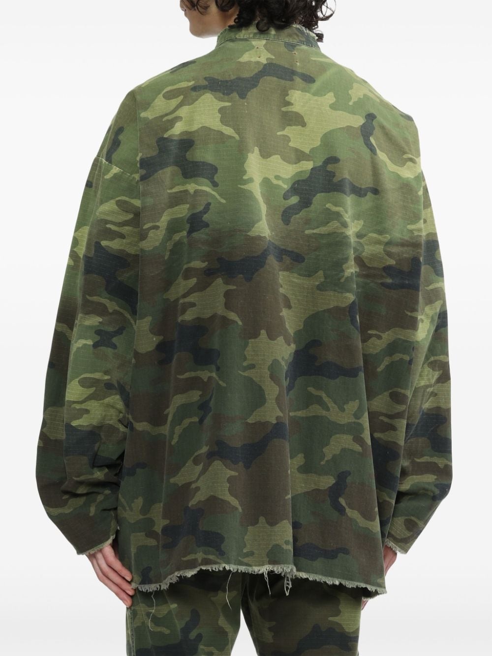 camouflage-print distressed-hem jacket - 4