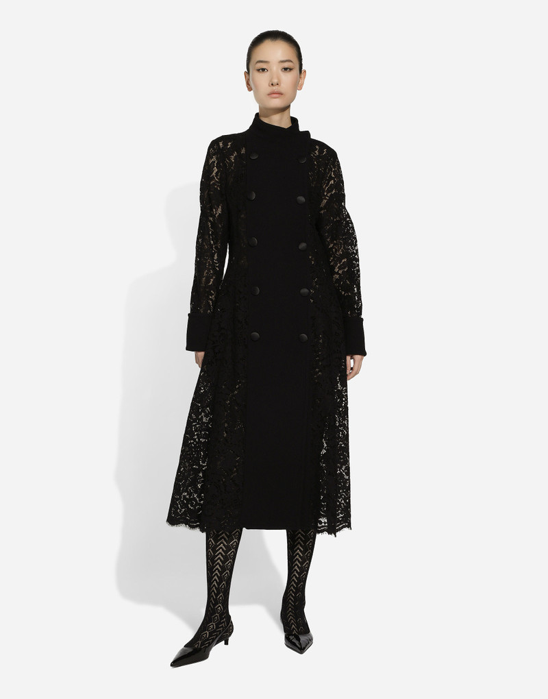 Dolce & Gabbana Double-breasted cordonetto lace and wool crêpe coat outlook