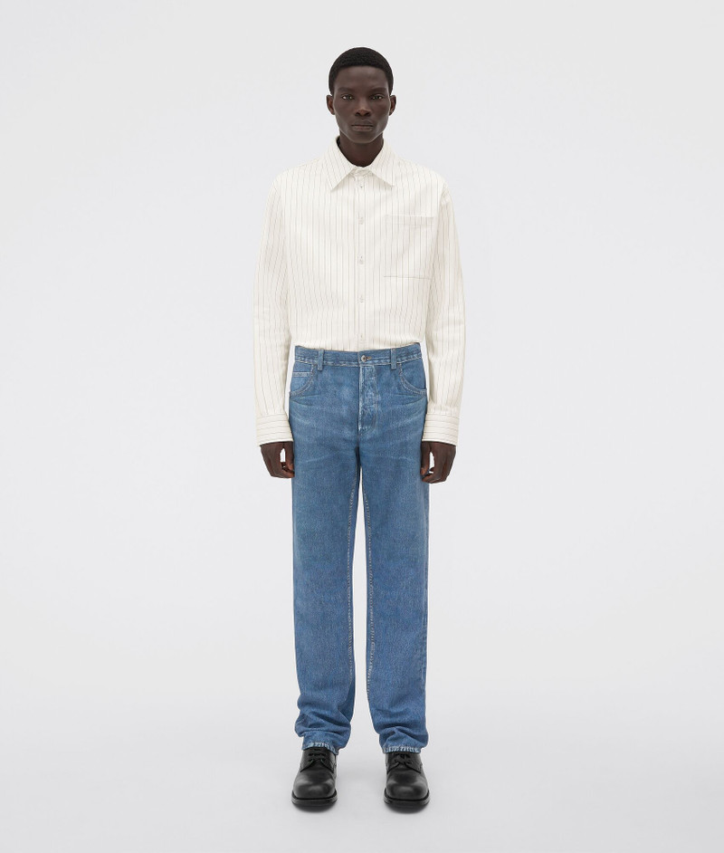 denim-effect printed leather trousers 1