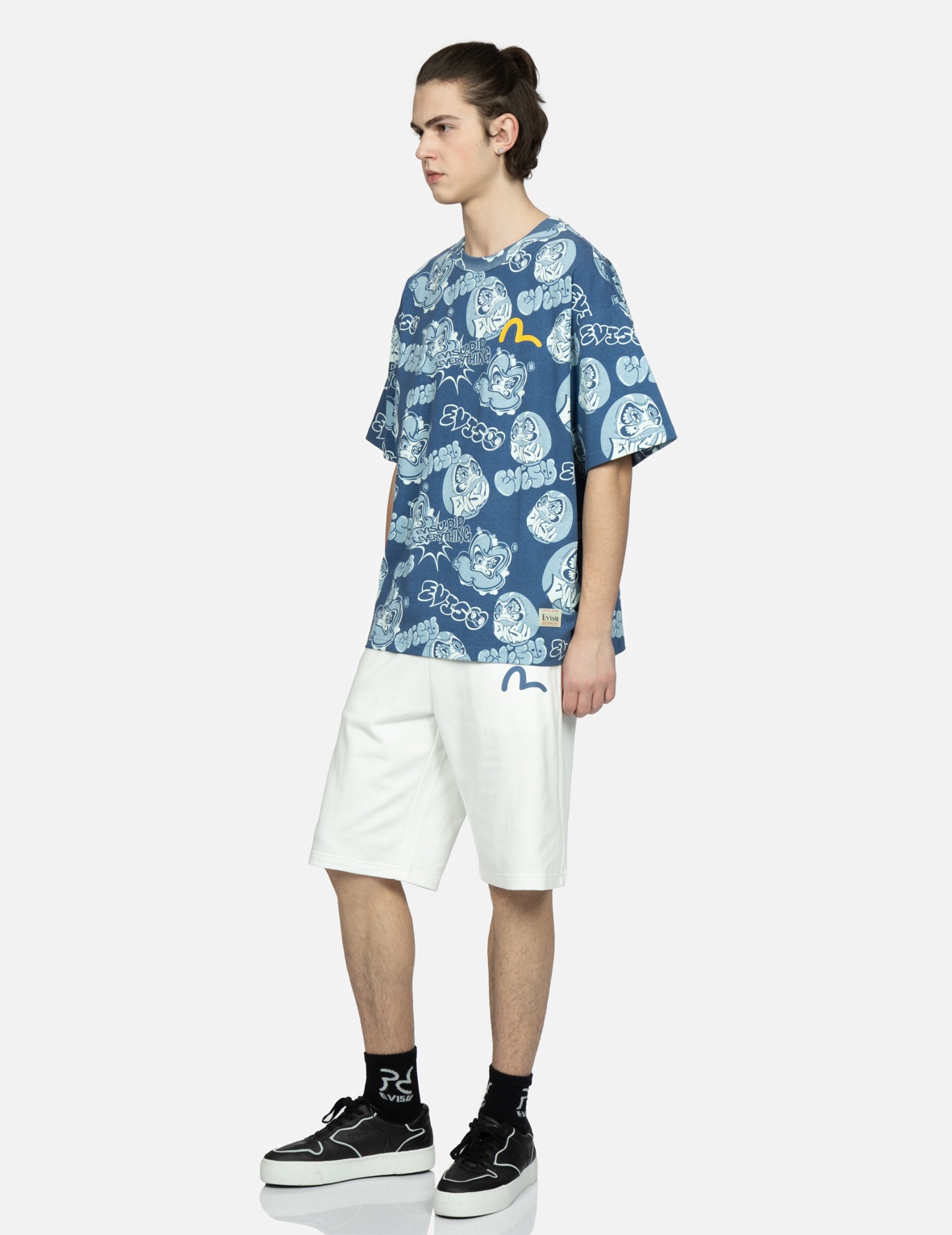 TAIKO DARUMA PRINT SWEAT SHORTS - 4