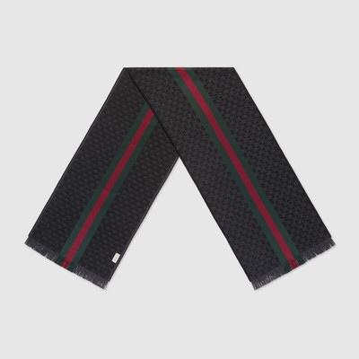 GUCCI GG jacquard knitted scarf with Web outlook