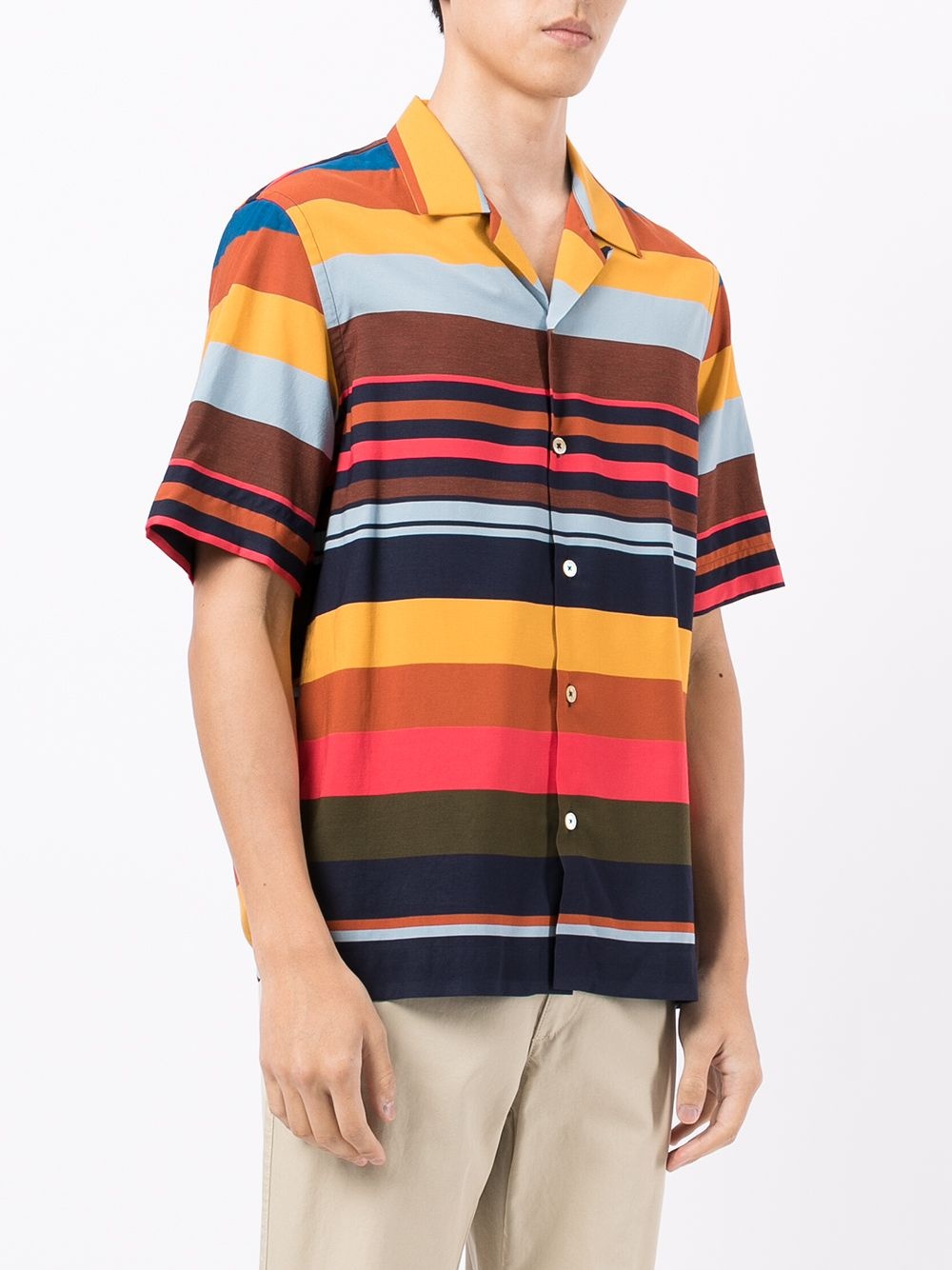 striped colour-block short-sleeve shirt - 3