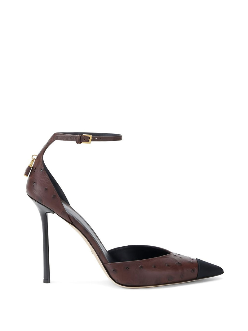 ostrich texture jewelled pumps 1