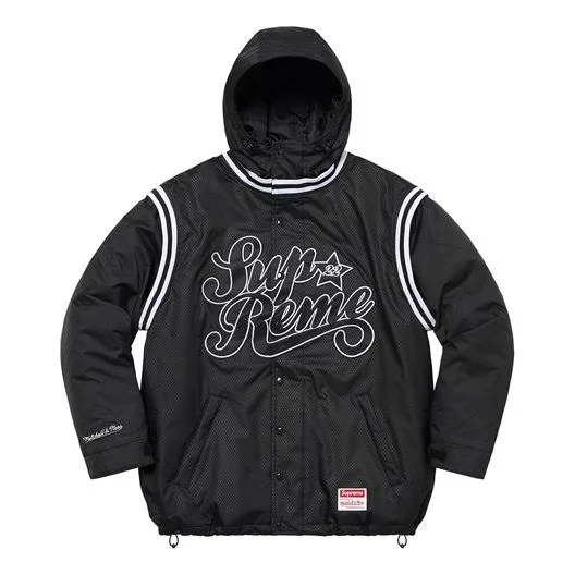Supreme x Mitchell & Ness Quilted Sports Jacket 'Black White' SUP-SS22-627 - 1