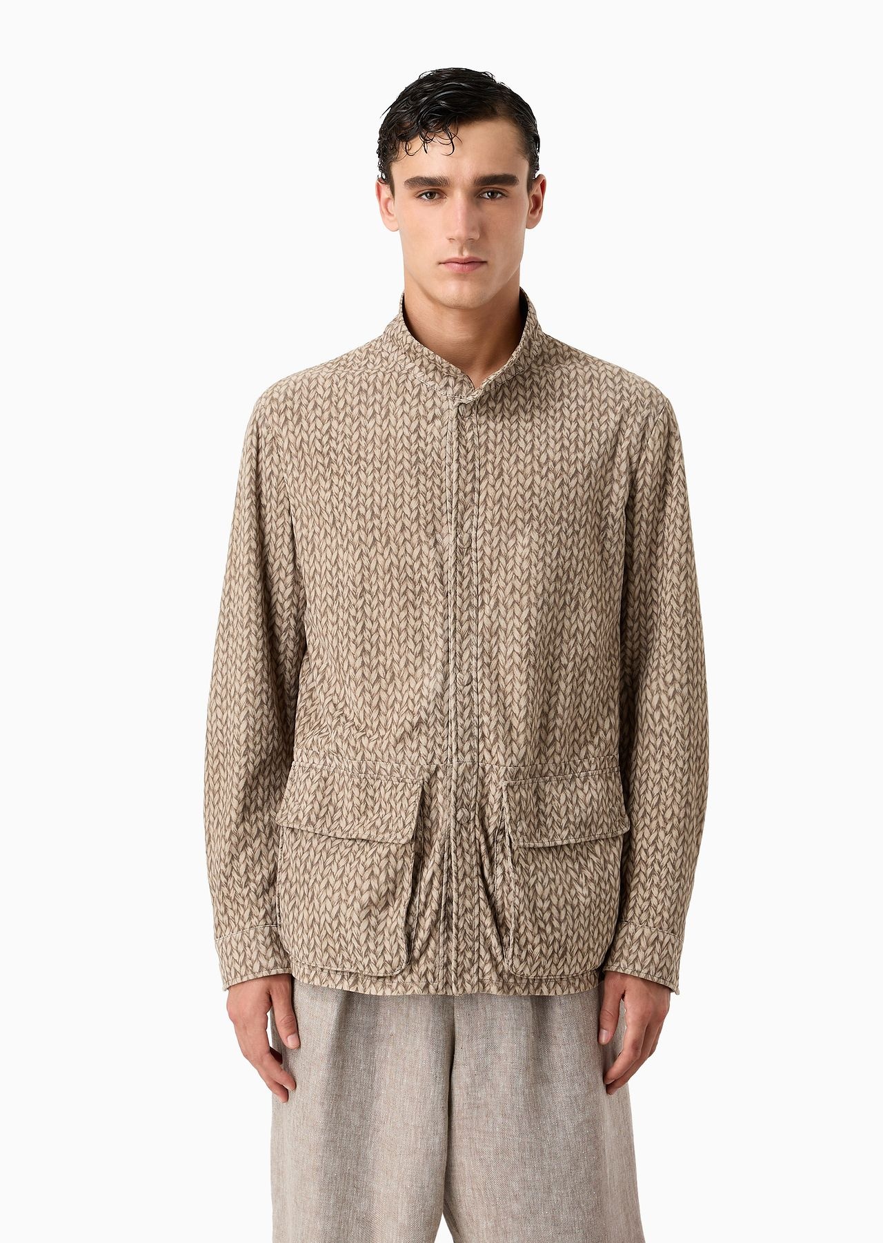 Woven print suede blouson - 2