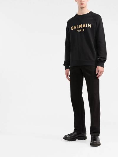 Balmain metallic logo-print sweatshirt outlook