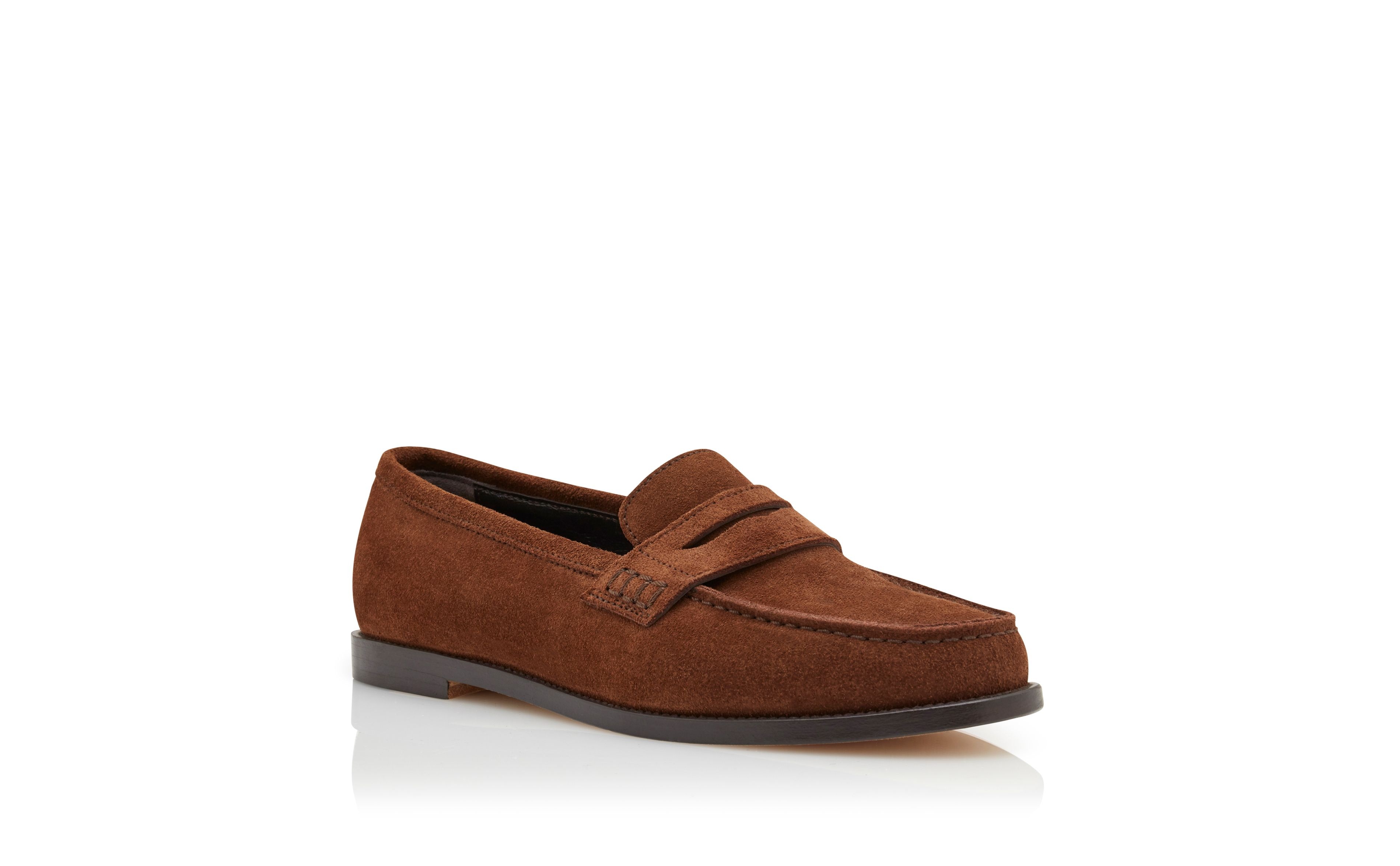 Dark Brown Suede Penny Loafers - 3