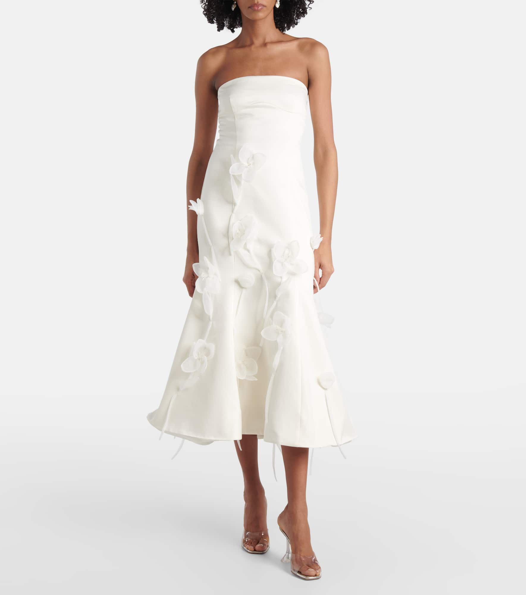 Bridal floral-appliqué midi dress - 2