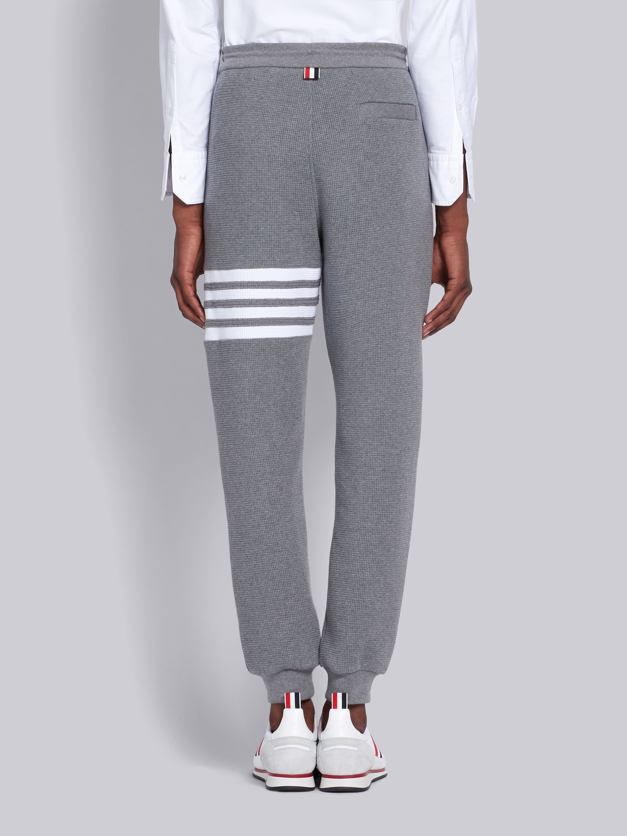 Medium Grey Waffle 4-Bar Stripe Sweatpants - 3