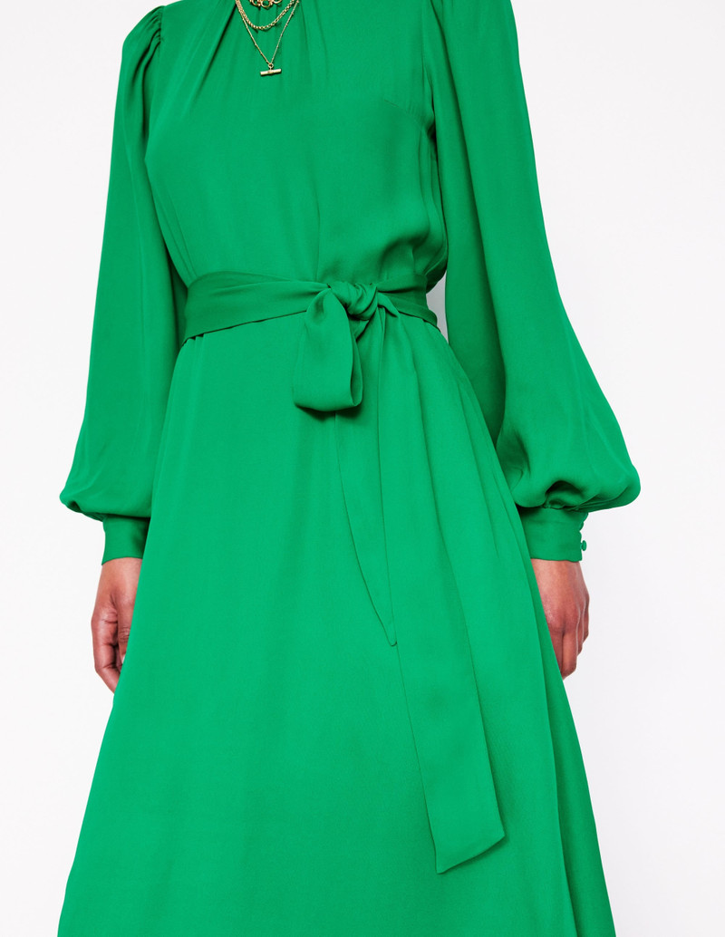 Blouson Sleeve Midi Dress-Rich Emerald 3