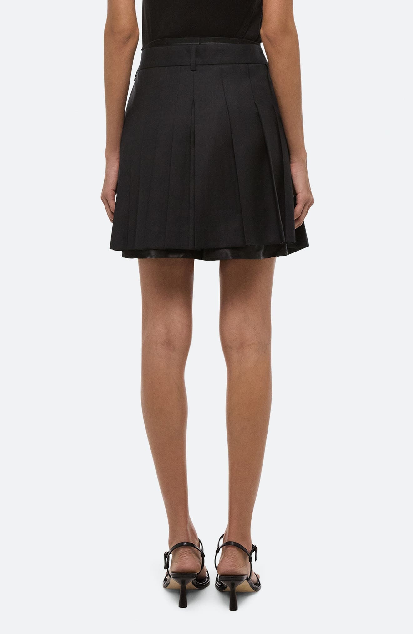 Helmut Lang Pleated Wool Skort in Black at Nordstrom - 2