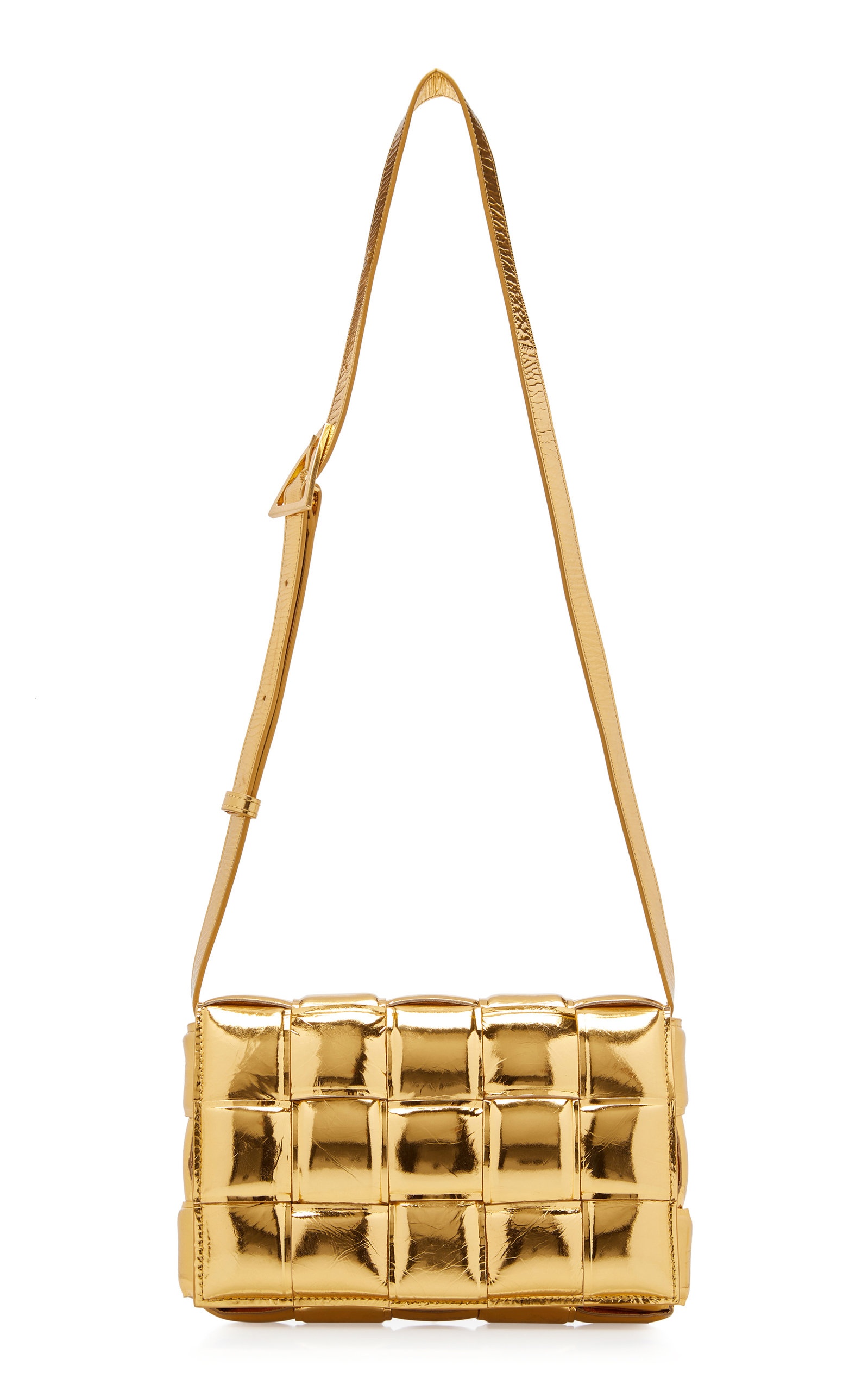 The Padded Cassette Metallic Leather Bag gold - 4