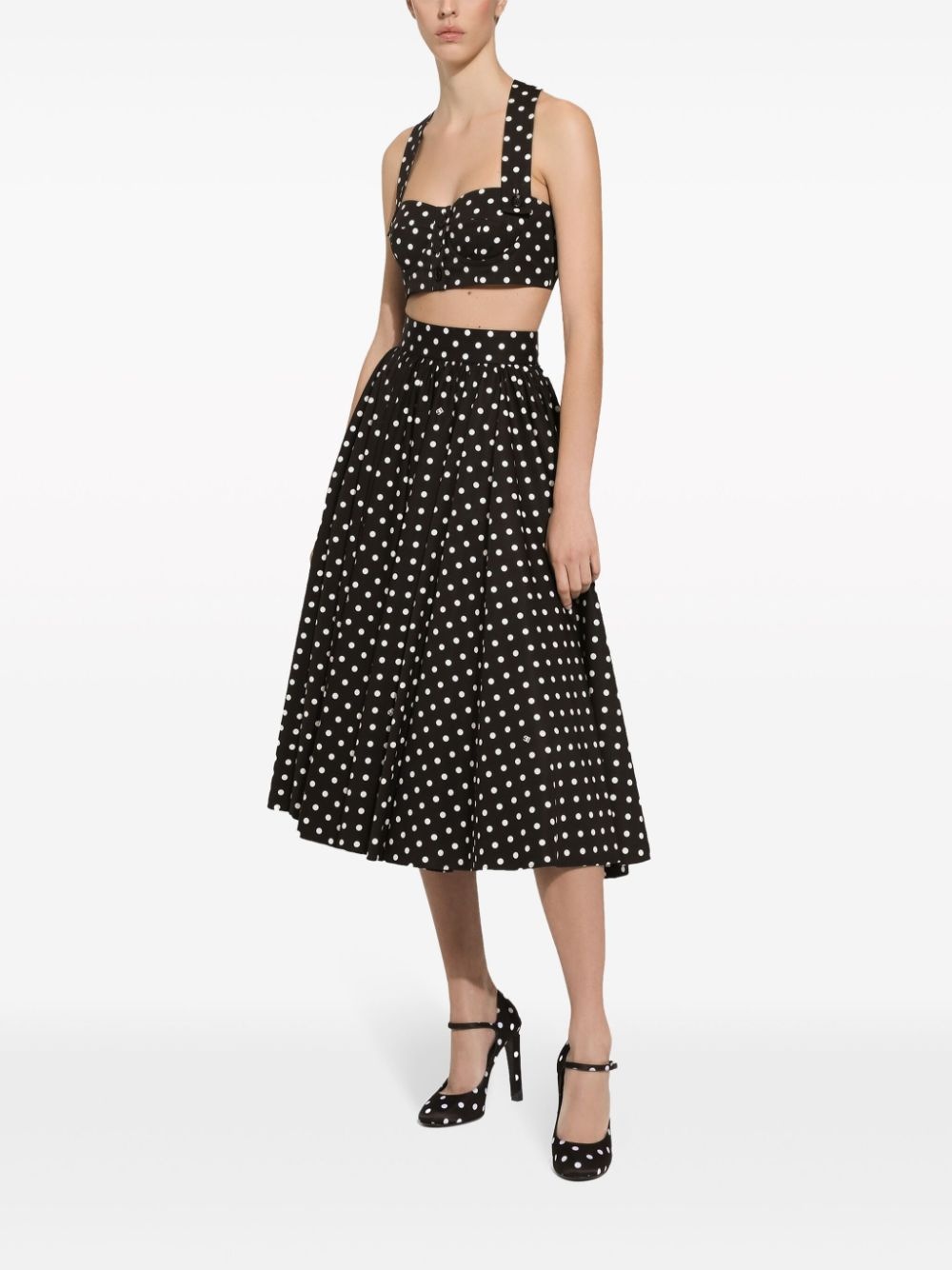 polka-dot cotton midi skirt - 5