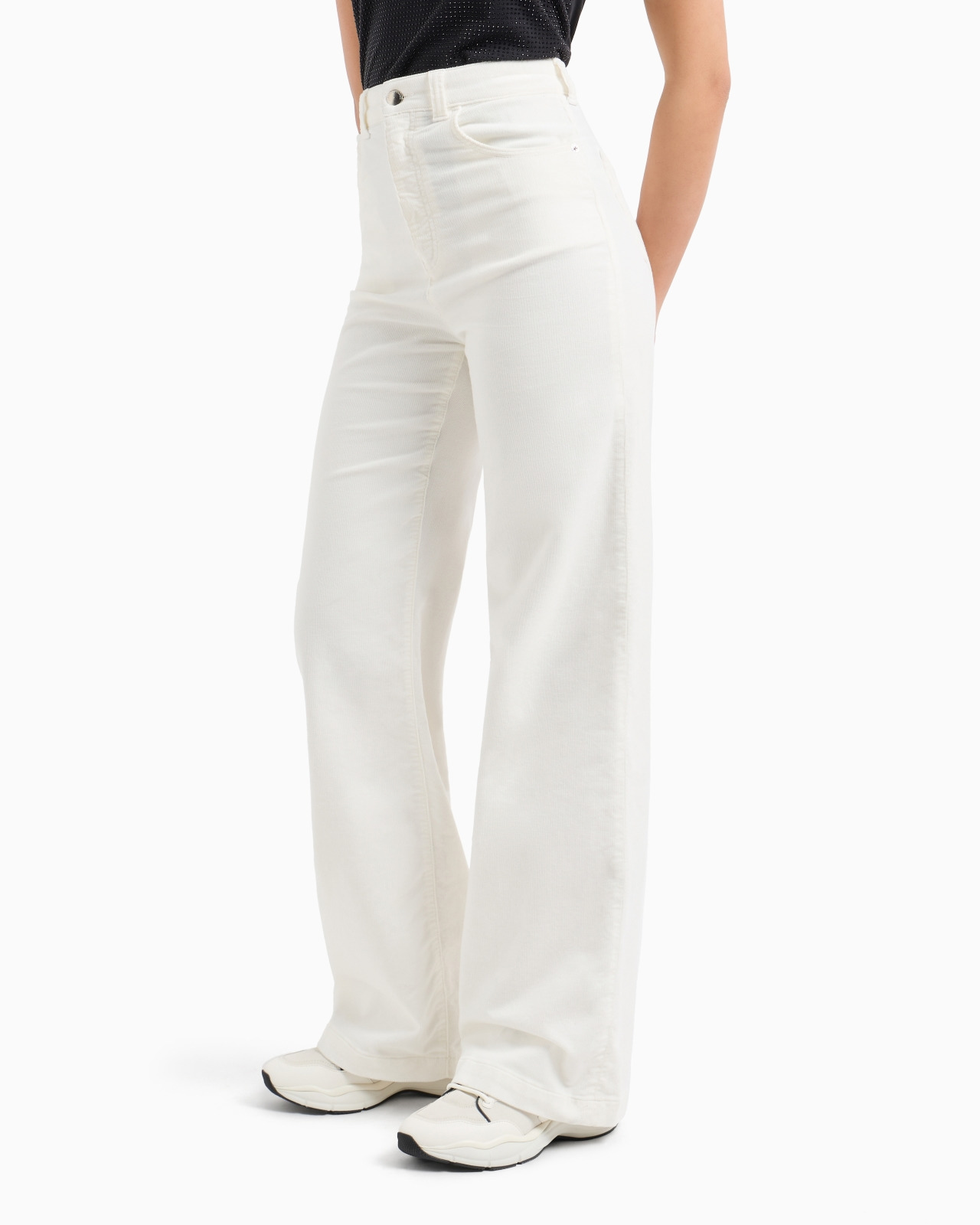 J14 high-waisted, wide-leg palazzo trousers in garment-dyed corduroy - 2