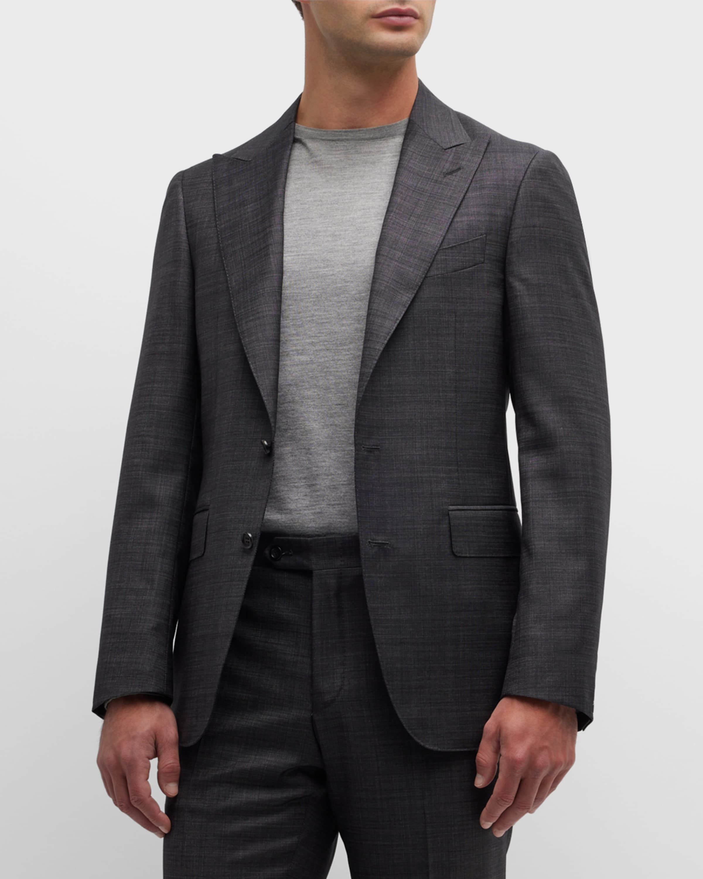 Men's Solid Wool Tic Suit - 1