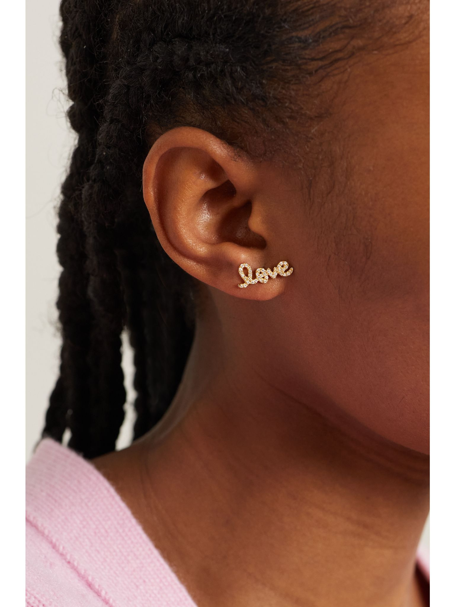 Love 14-karat gold diamond single earring Gold - 2