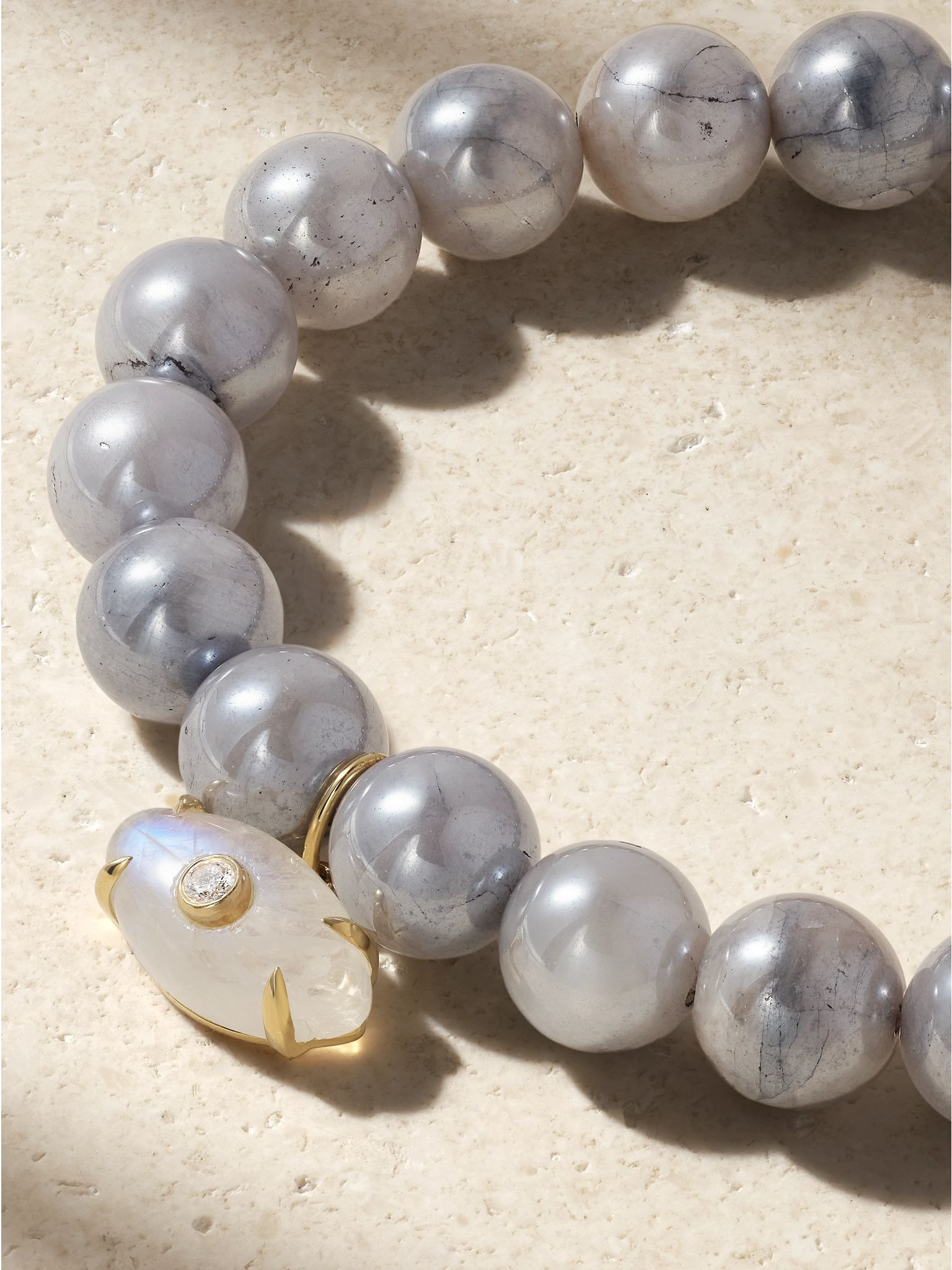 Evil Eye 14-karat gold, moonstone and diamond bracelet Gold - 4