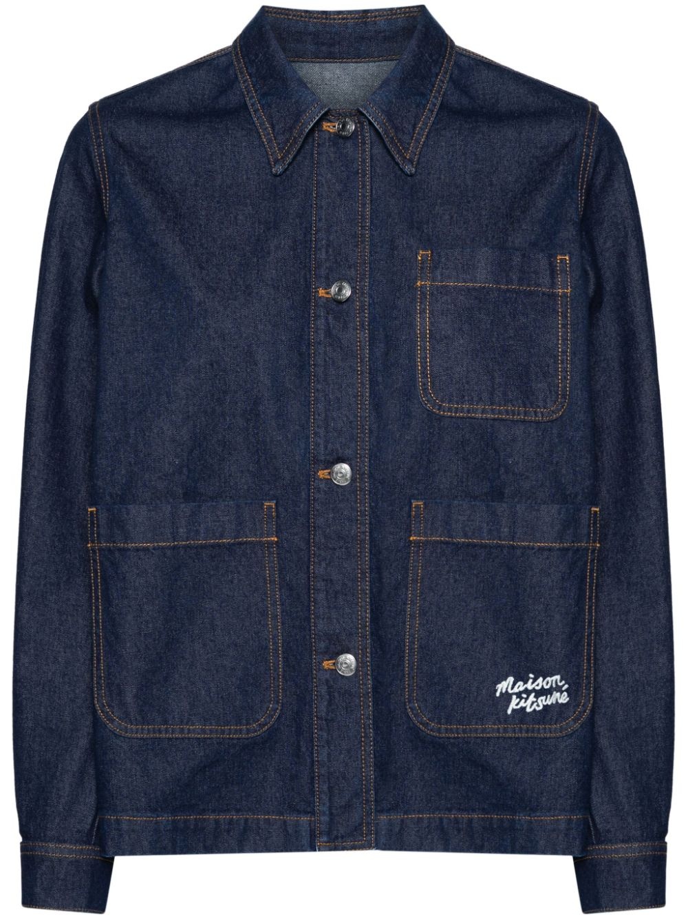 logo-embroidered denim jacket - 1