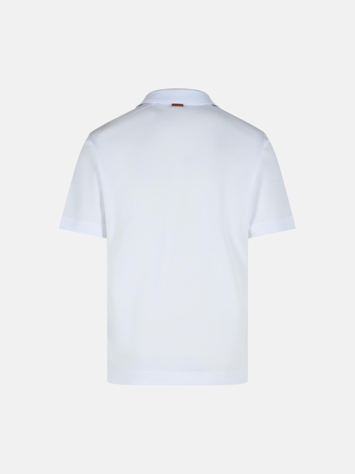 'PURE' WHITE COTTON POLO SHIRT - 3