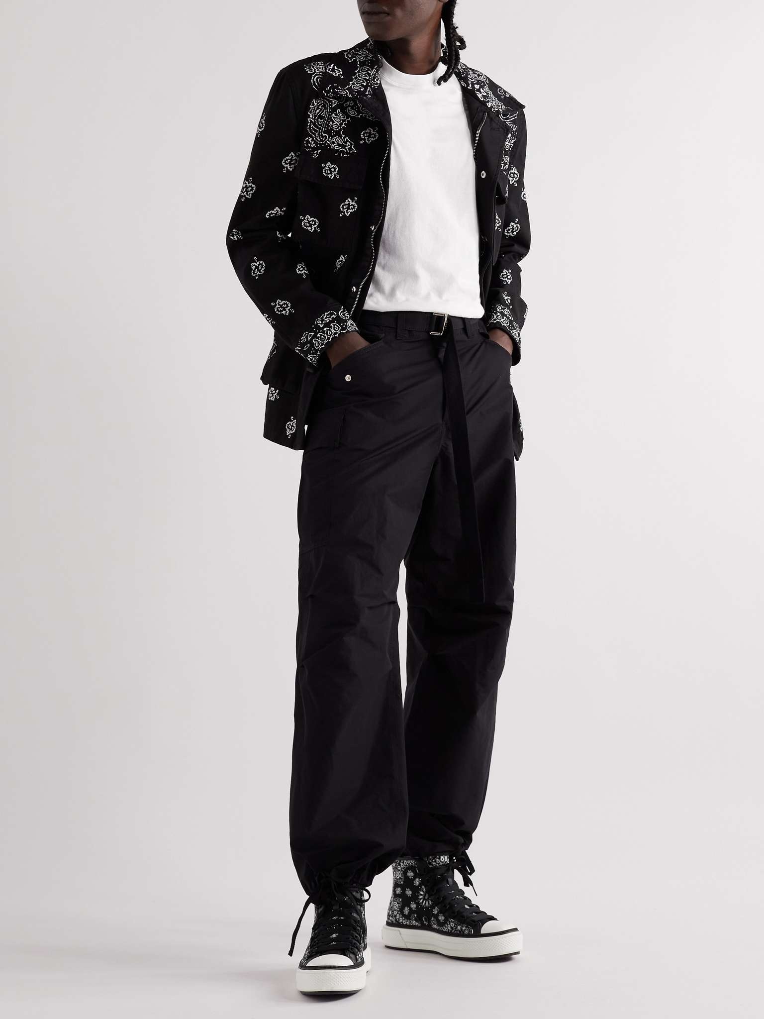 Leather-Trimmed Paisley-Print Canvas High-Top Sneakers - 2