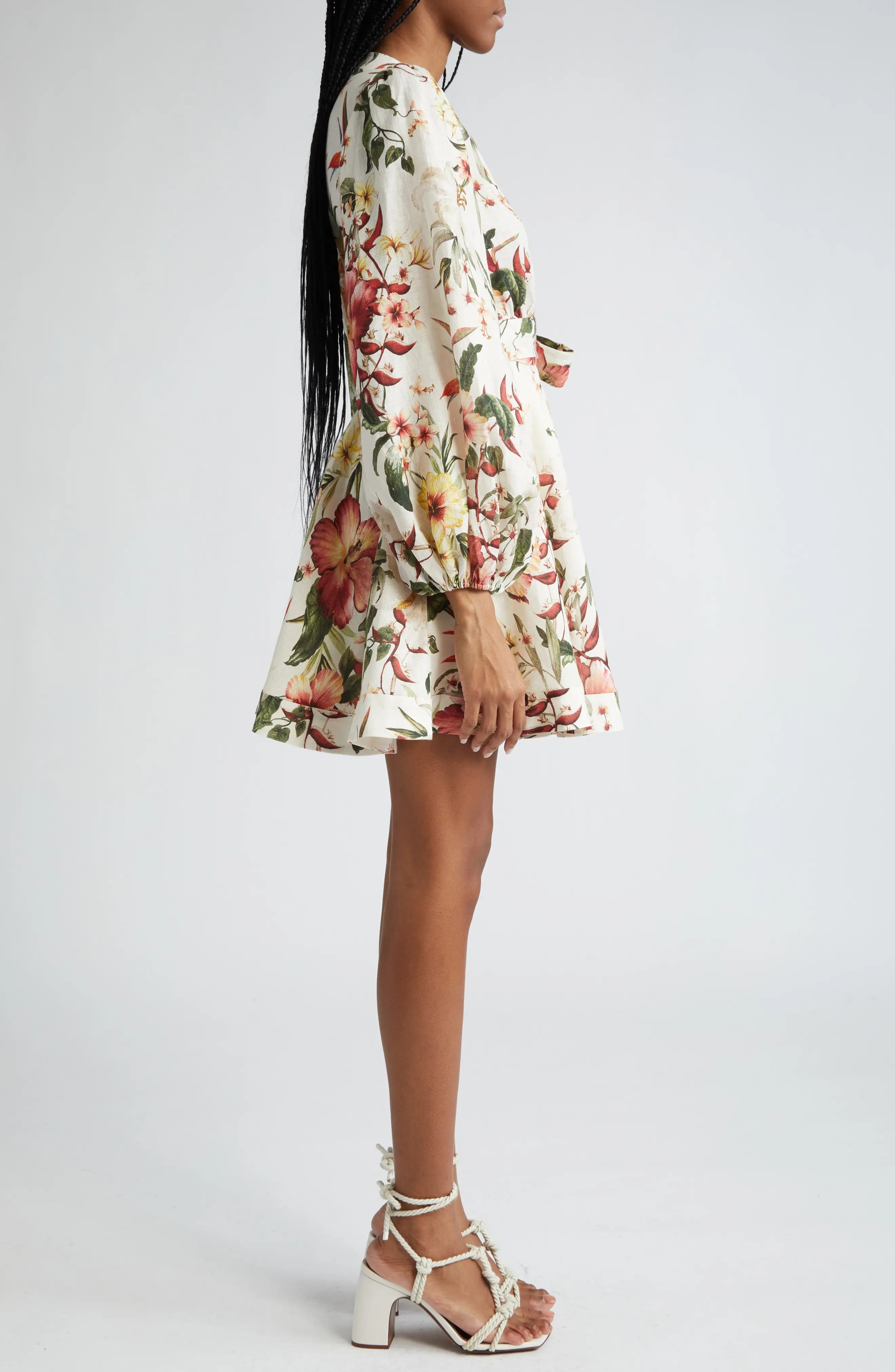 Lexi Floral Long Sleeve Linen Wrap Dress - 3