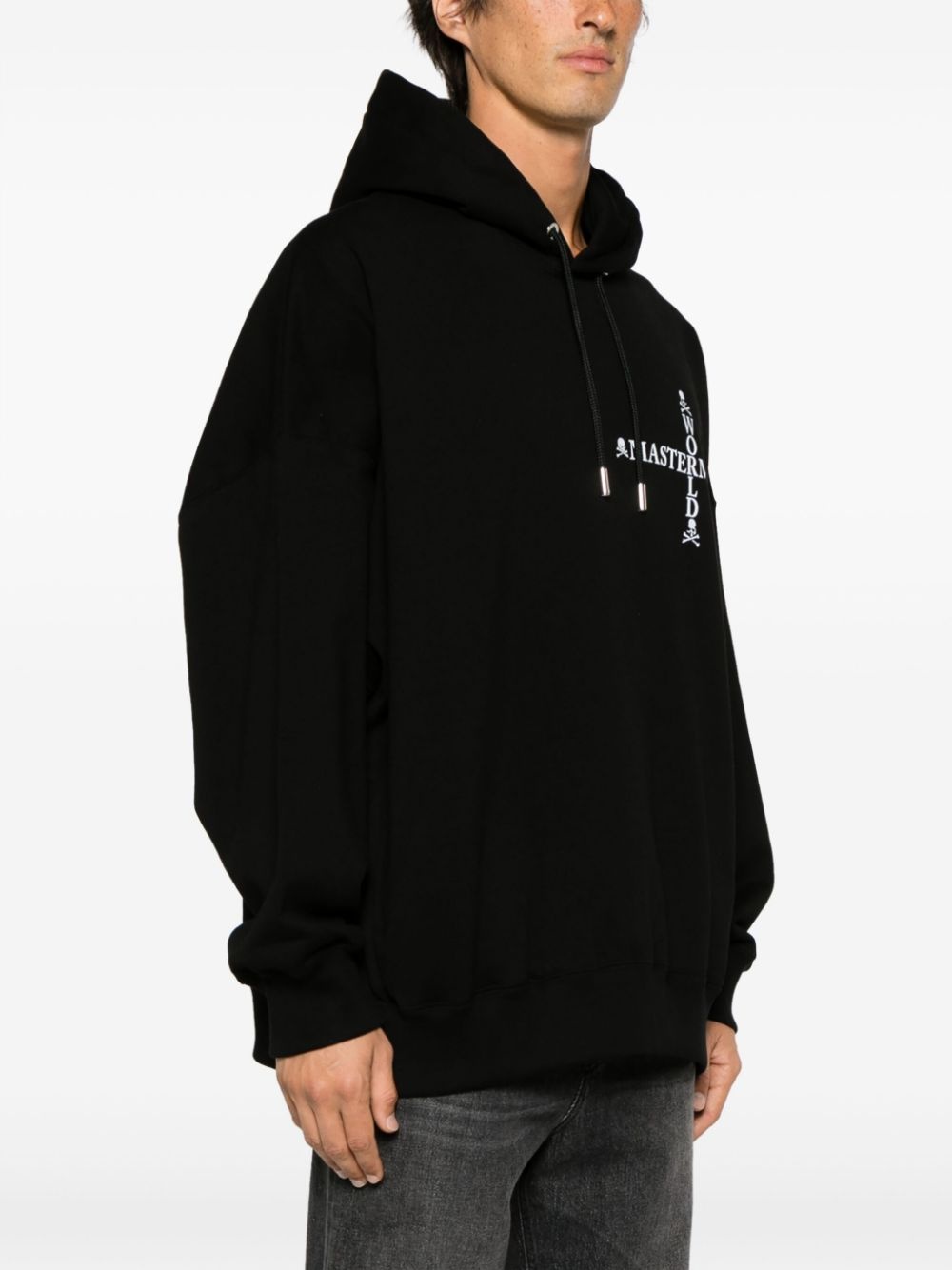 logo-print drawstring cotton hoodie - 4