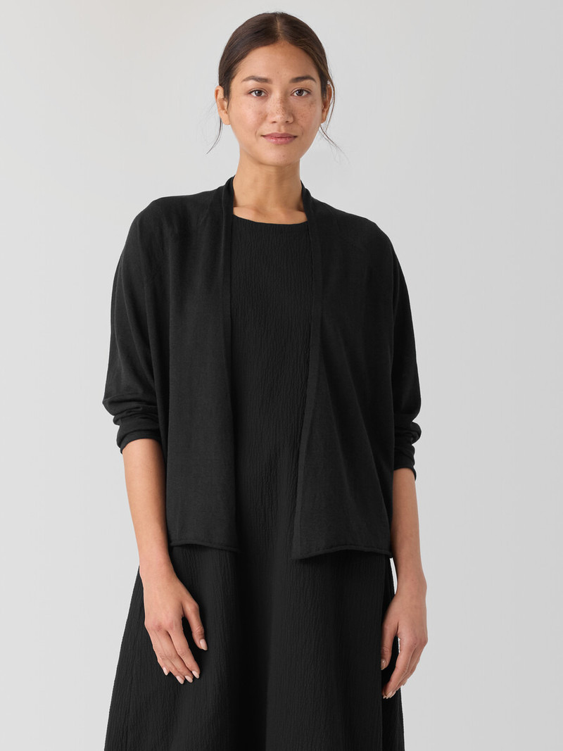 EILEEN FISHER Organic Linen Cotton High Collar Cardigan outlook