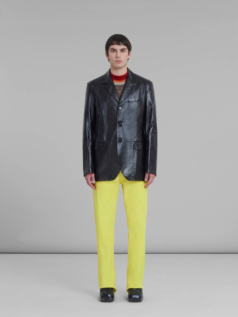 Marni BLACK SINGLE-BREASTED BLAZER IN ULTRALIGHT NAPLAK LEATHER outlook