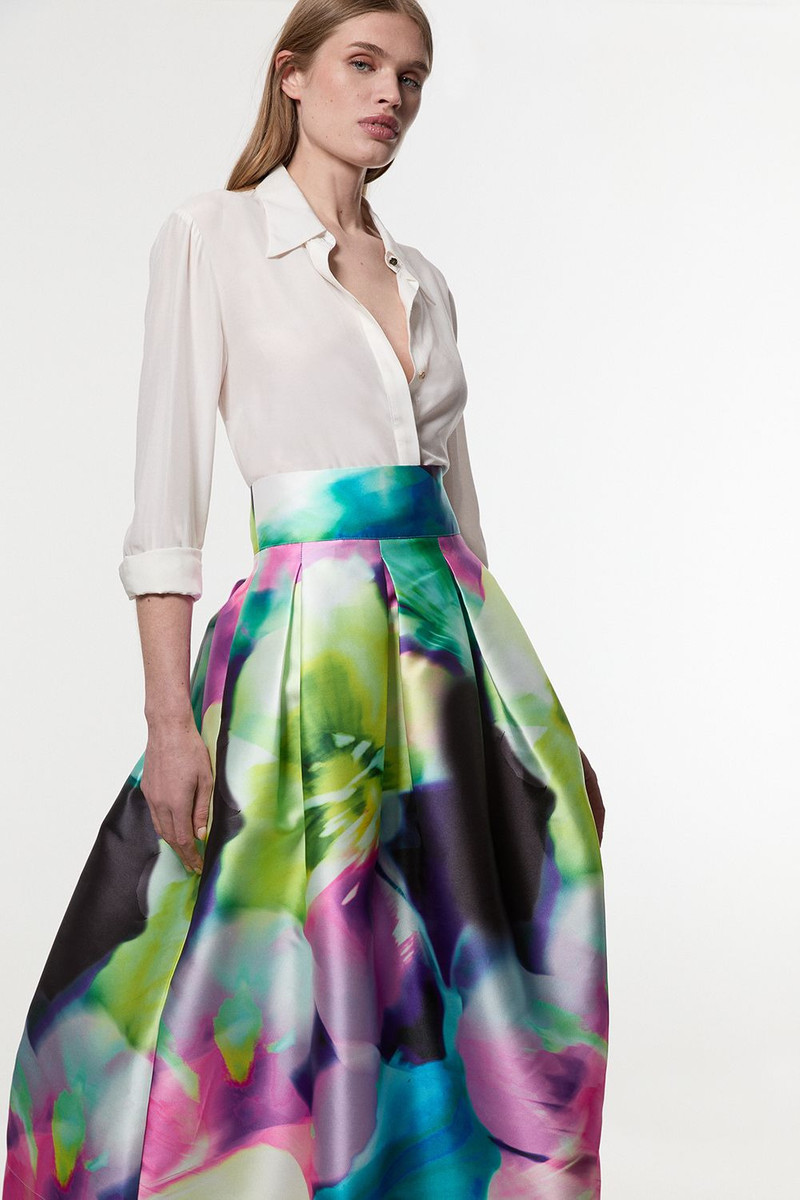 Floral Twill Woven Prom Skirt 1