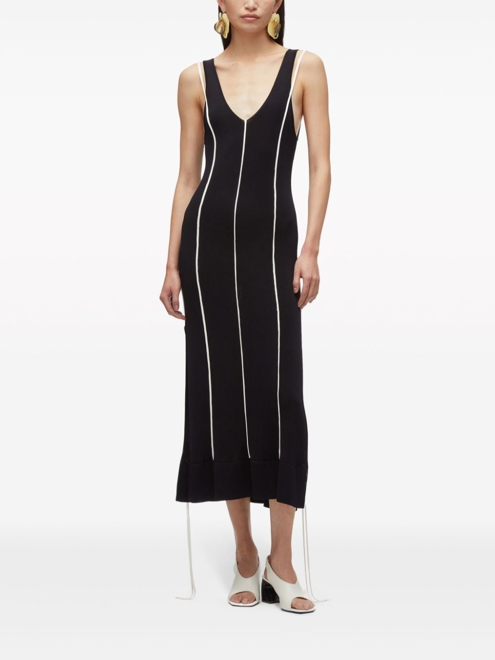 pipe-trim knitted midi dress - 4