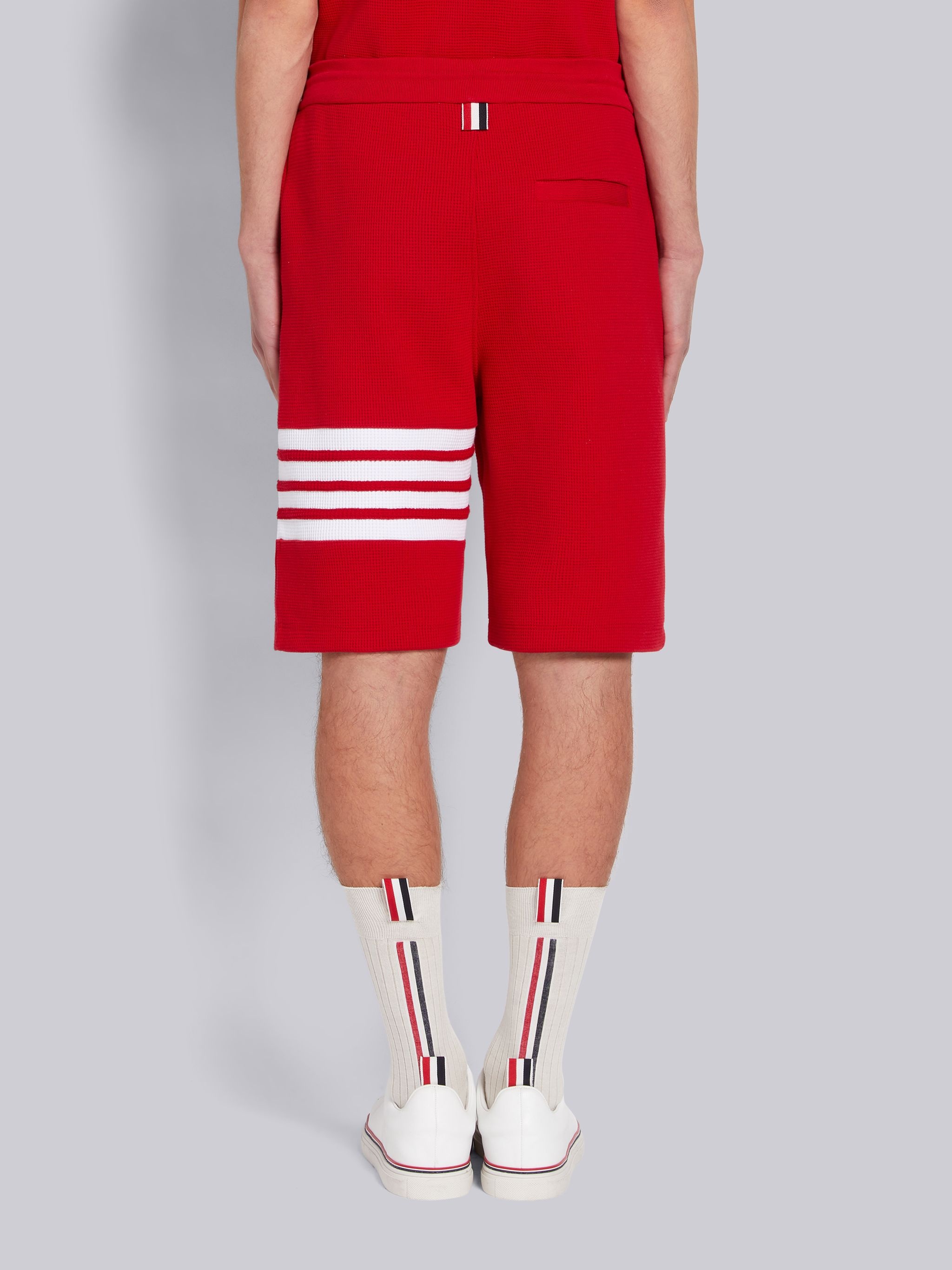 Red Compact Waffle 4-Bar Sweatshorts - 3