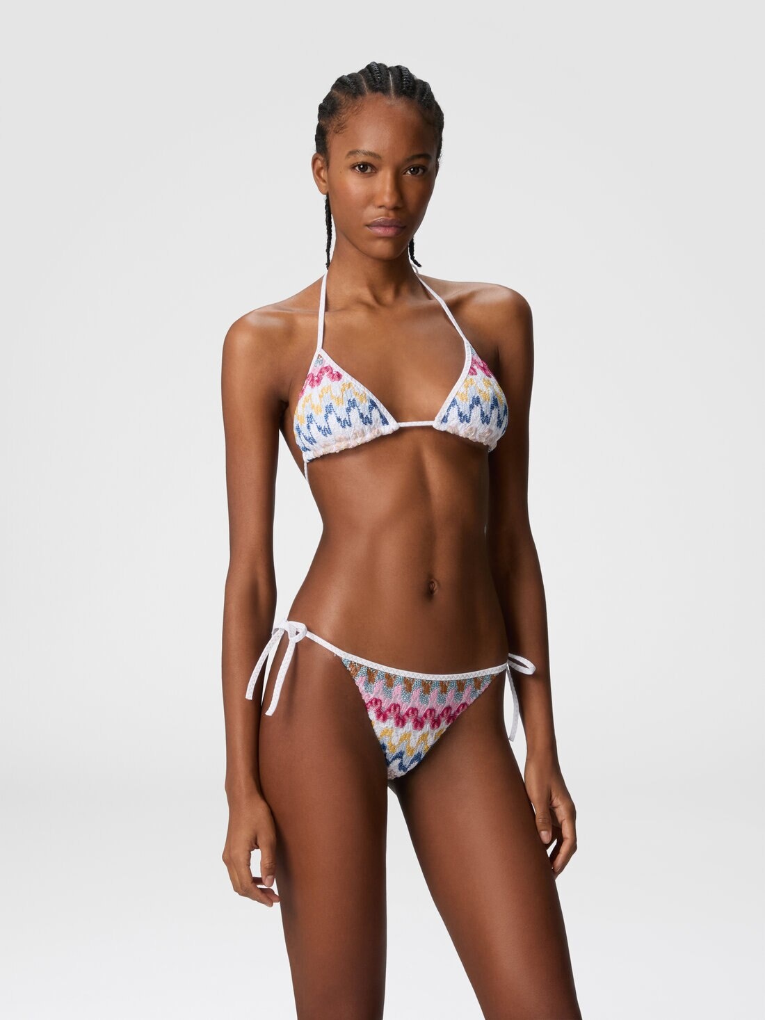 Triangle bikini in lamé viscose lace - 2