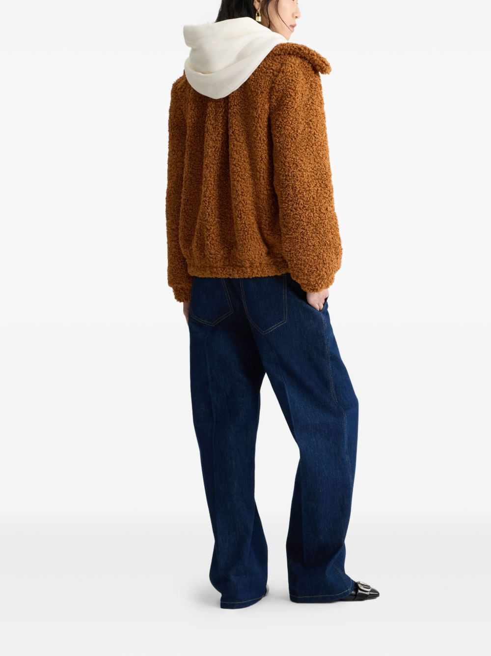 high-neck faux-fur bomber jacket - 3