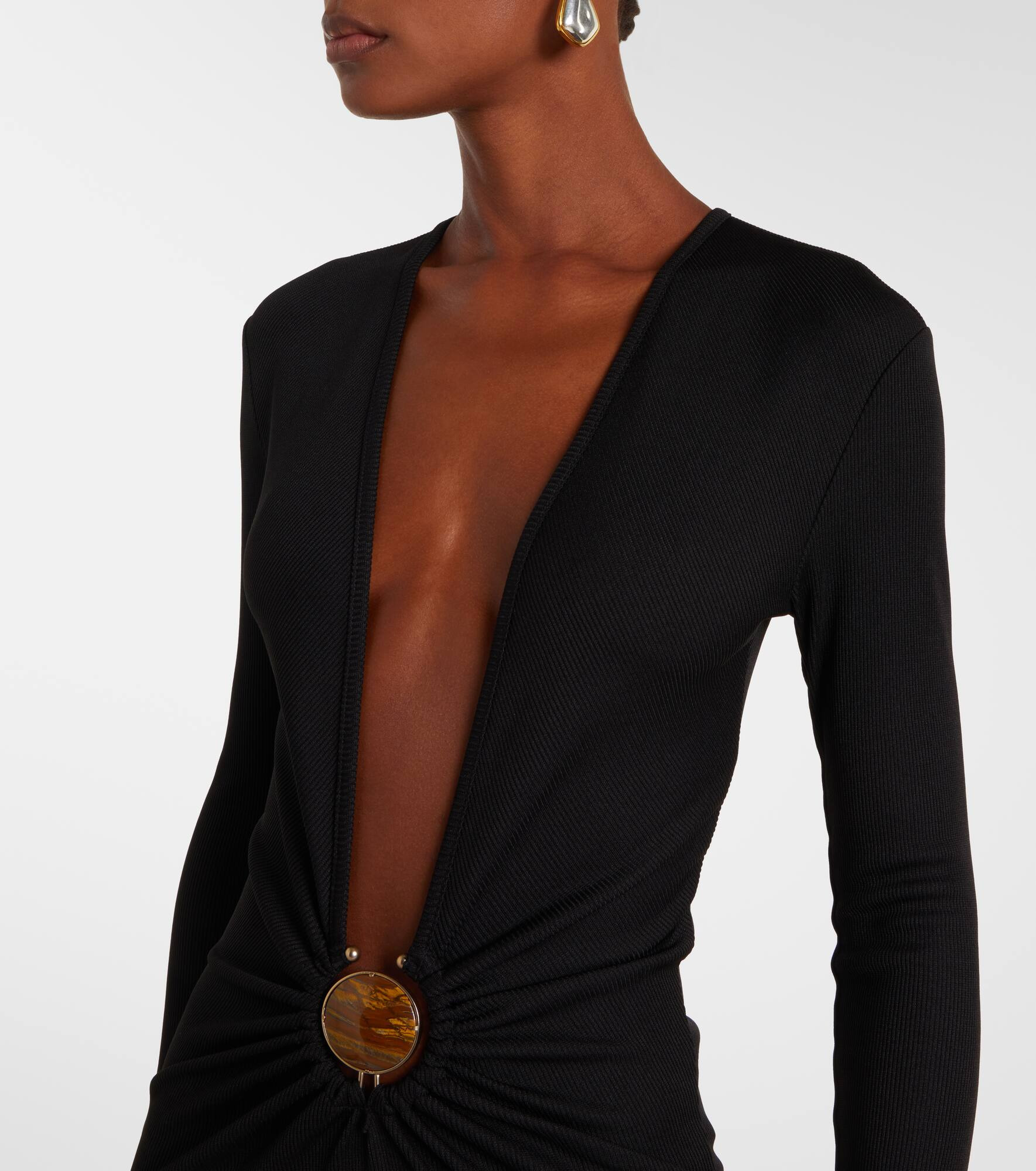 Gathered jersey maxi dress - 4