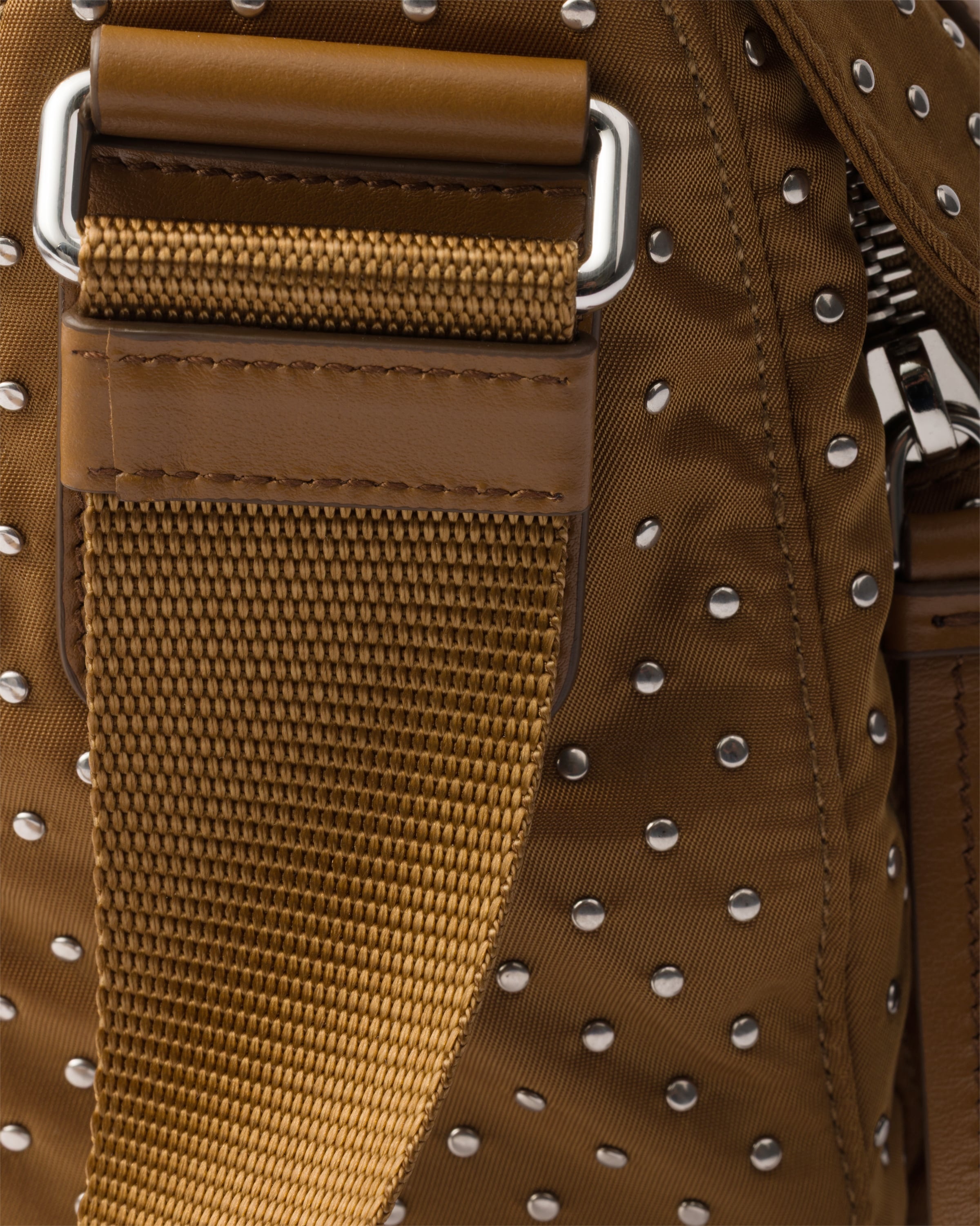 Re-Nylon shoulder bag with studs - 5