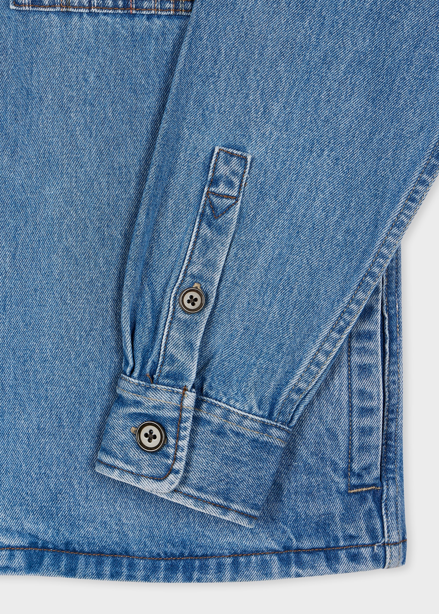 Light-Wash Denim Embroidered-Stripe Shirt Jacket - 4