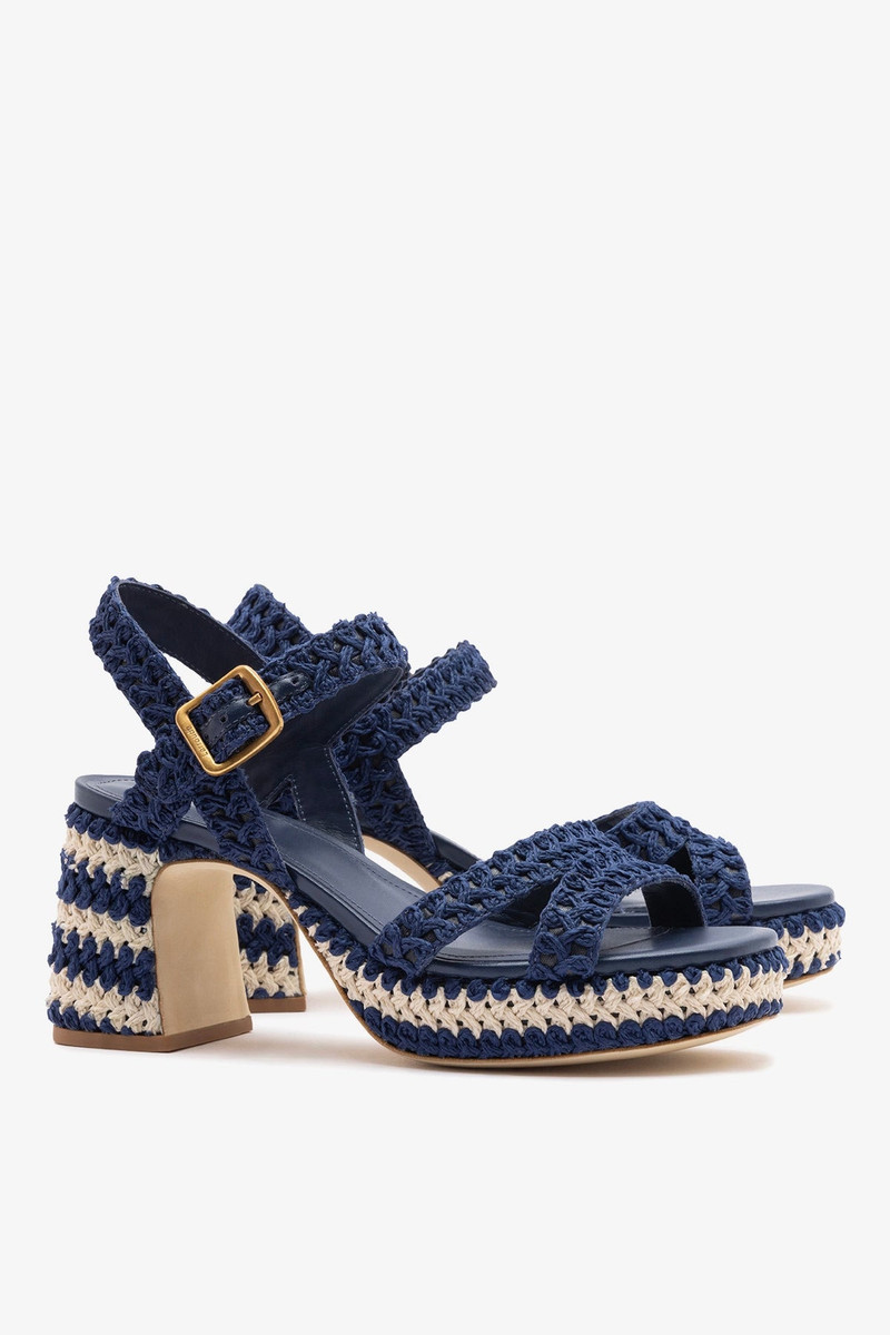 Jolene Low Sandal Navy Crochet 3